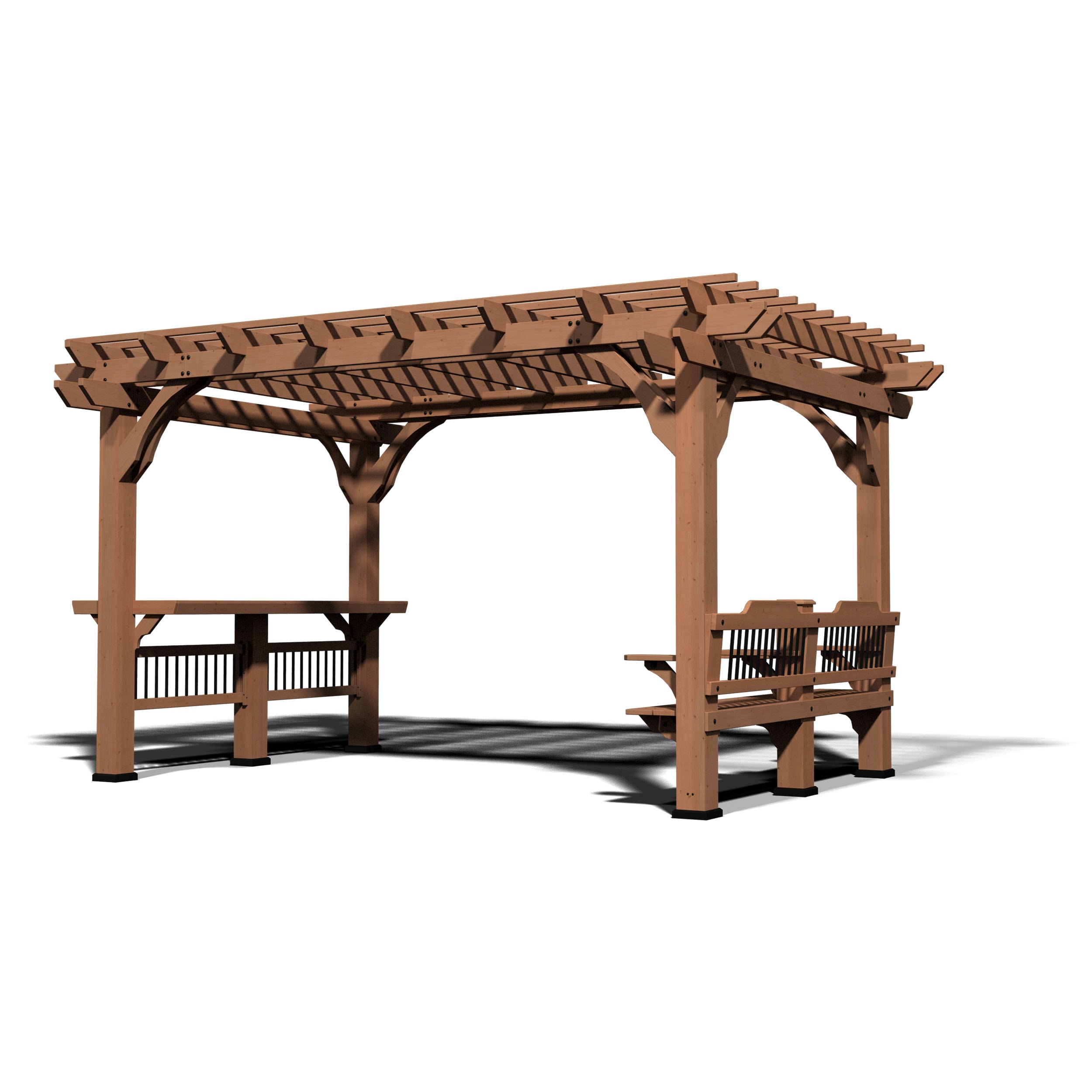 Backyard Discovery 10' x 14' Oasis Pergola 10-ft W x 14-ft L x 7-ft  10-3/4-in Brown Wood Freestanding Pergola in the Pergolas department at  