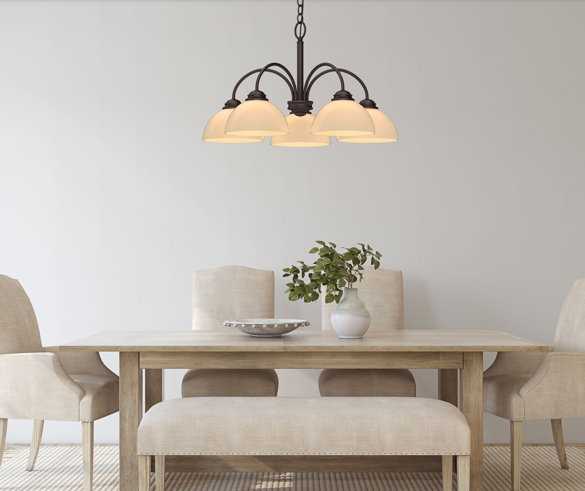 Bernice Antique Bronze 5-Light Shaded Chandelier