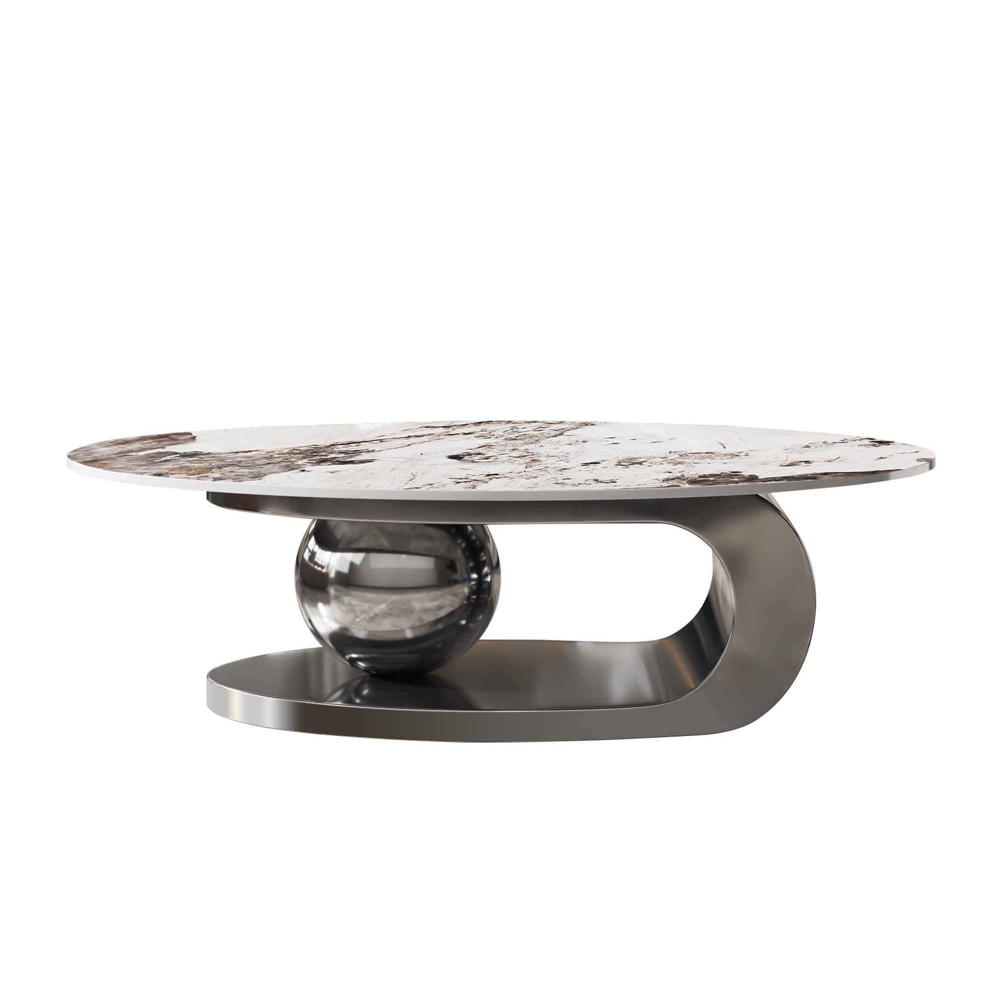 Oizaye YL-618GRAY Garian Brown, White, Gray Faux marble Modern Coffee Table