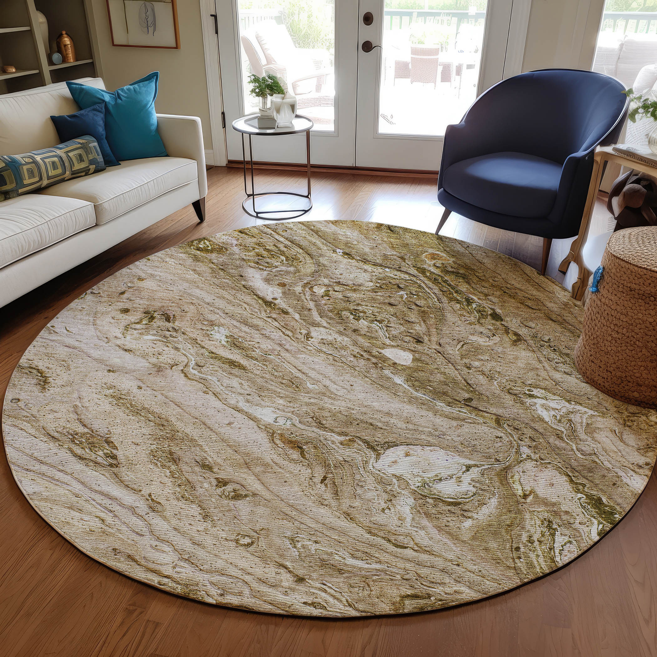 Addison Rugs ACN640BR8RO Chantille ACN640BR 8 x 8 (ft) Polyester Brown Round Indoor/Outdoor Geometric Machine washable Area rug