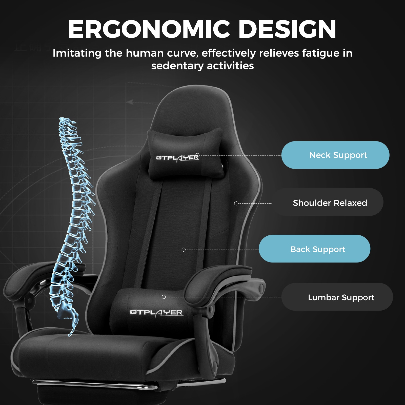 GTPLAYER LOWE-GT800A-BLACK-FA Office-Chairs - View #4