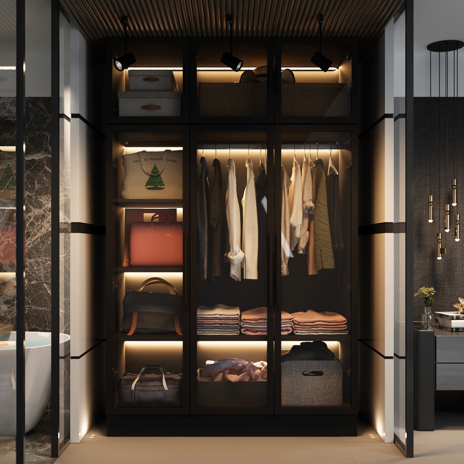 FUFU&GAGA JH0318-01+02 Black Armoire