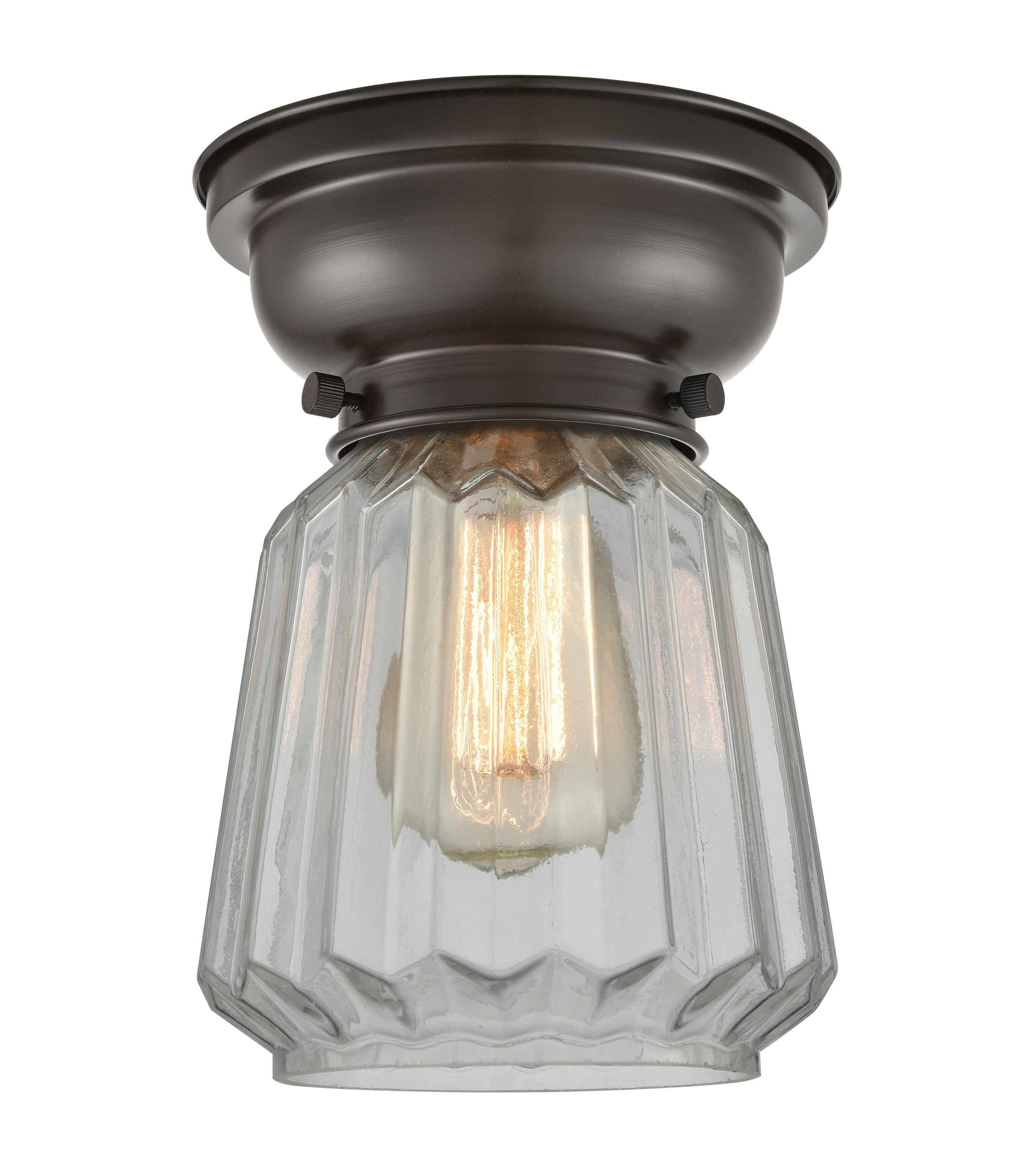 Innovations Lighting 623-1F-OB-G142 Chatham 1 -Light 7-in Oil-rubbed Bronze Flush Mount Light