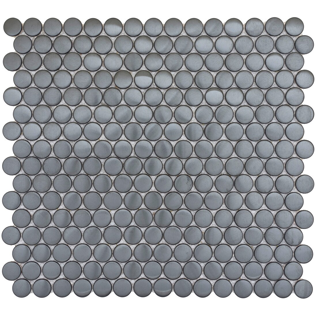 Emser W78GLEAGR1212MPN Gleam Graphite 12-in x 12-in Glossy Metal Penny Round Patterned Wall Tile (4-sq. ft/ Carton)