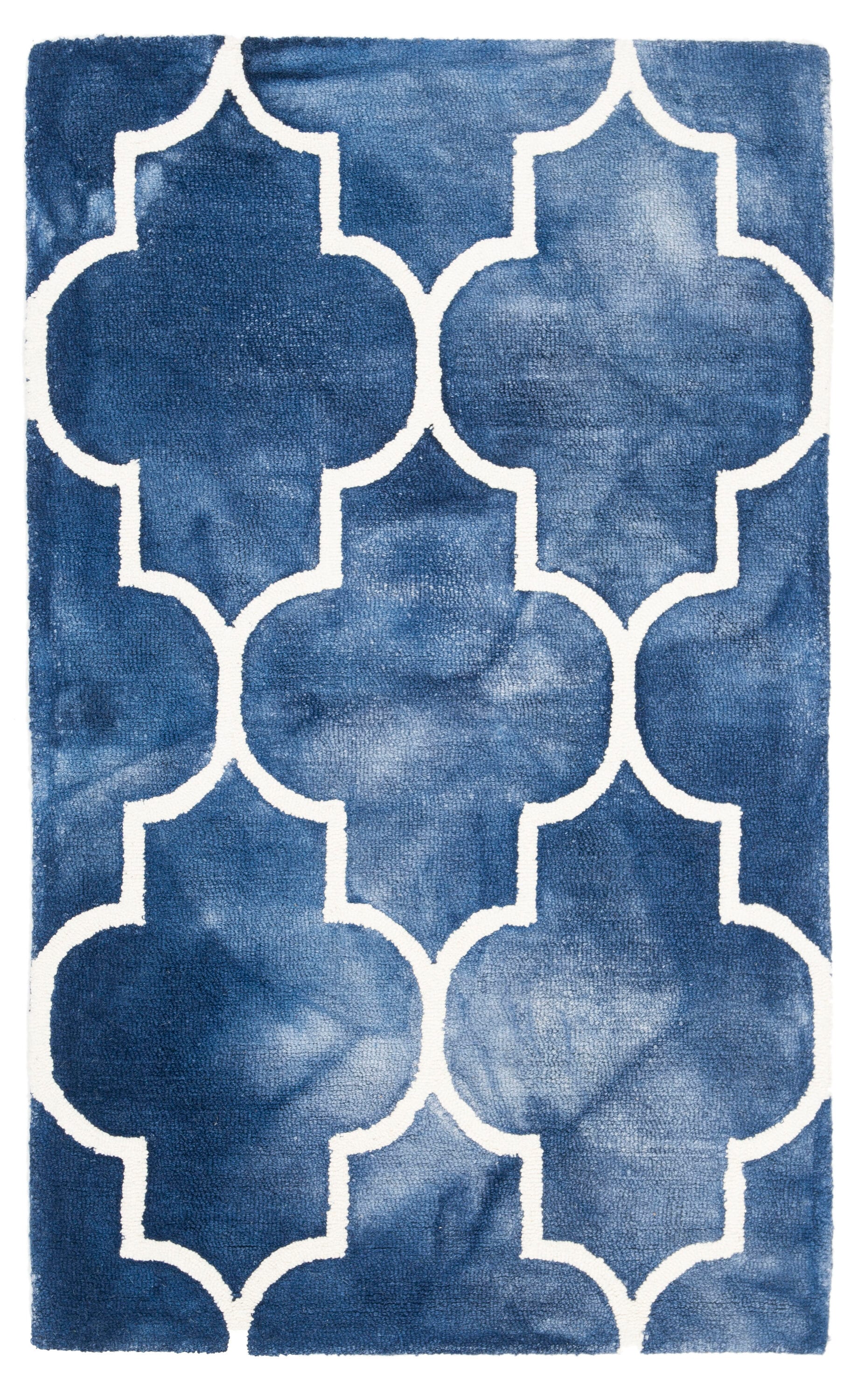 Safavieh DDY535N-4 Dip Dye Dorinda 4 x 6 (ft) Tufted Wool Navy/Ivory Rectangular Indoor Trellis Bohemian/Eclectic Area rug