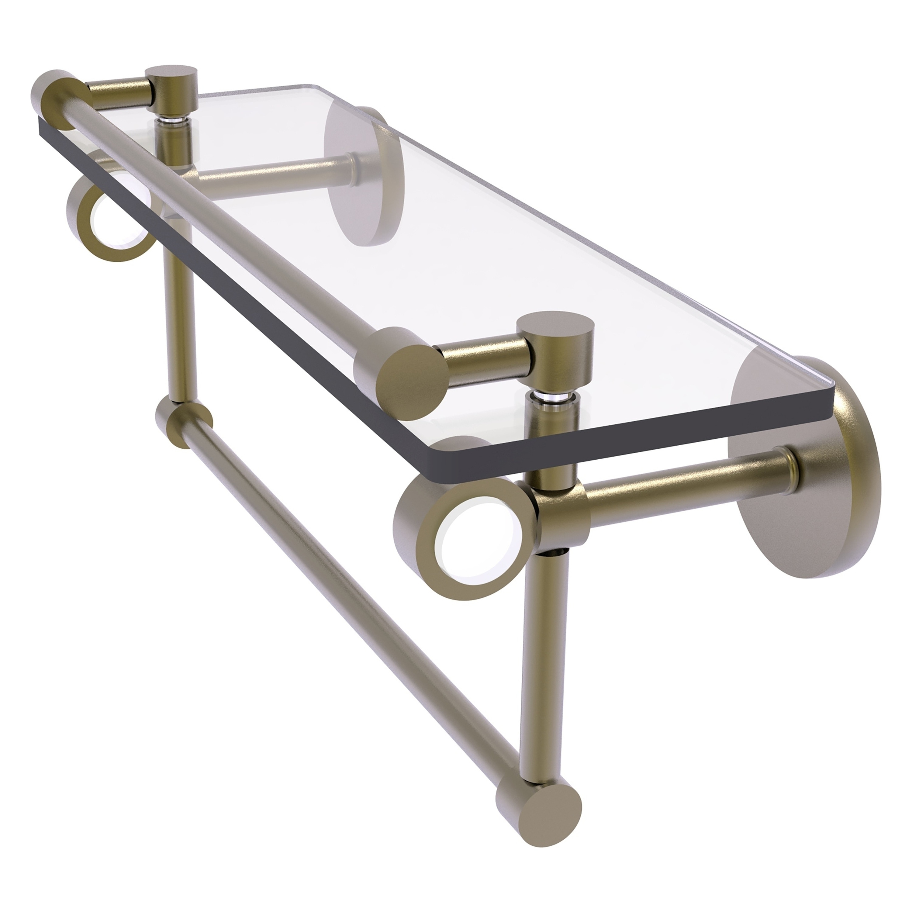 Allied Brass CV-1TB-16-GAL-ABR Clearview Antique Brass Wall mount Bathroom Shelf ( 16-in x 6.7-in x 5-in )