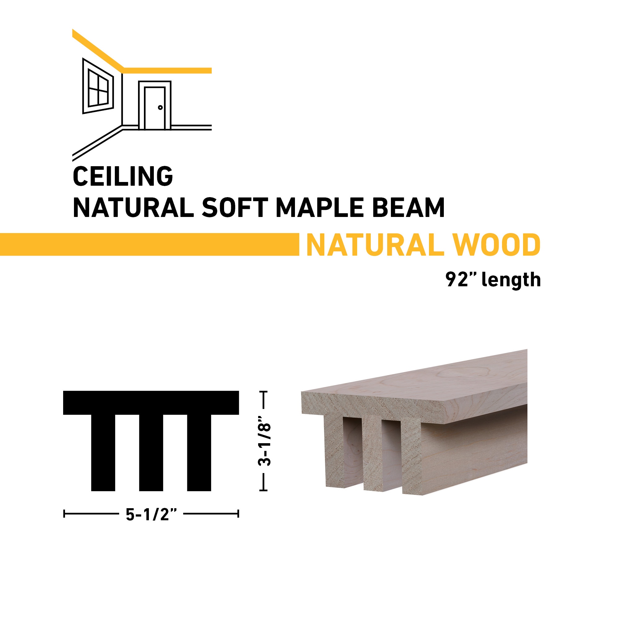 Natural Soft Maple Unfinished Decorative Faux Beam