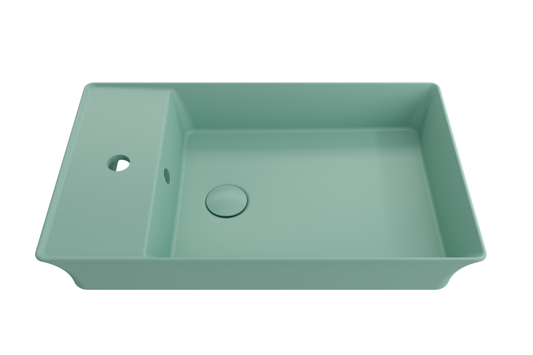 BOCCHI 1479-033-0126 Fire Clay 15-in Vessel Rectangular Modern Matte Mint Green Bathroom Sink