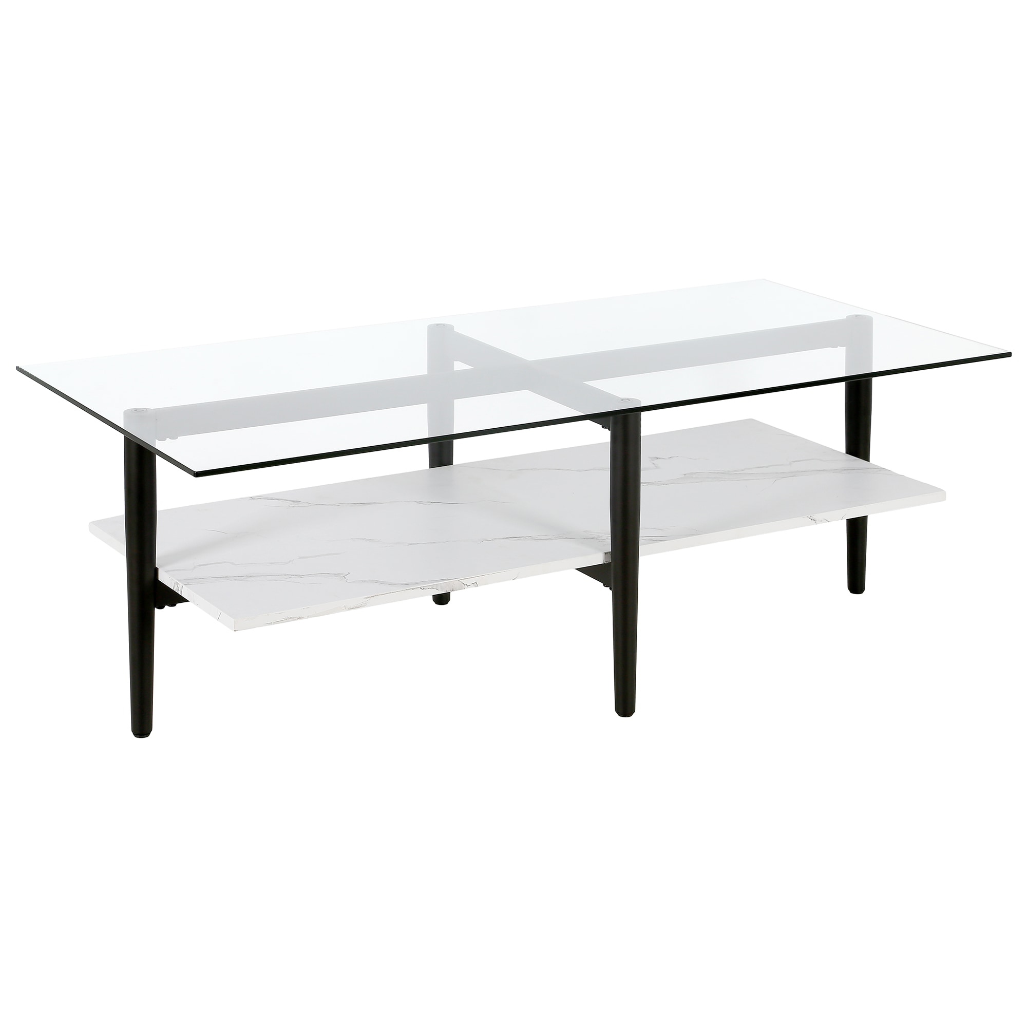 Hailey Home CT0836 Otto Blackened Bronze/Faux Marble Glass Midcentury Coffee Table