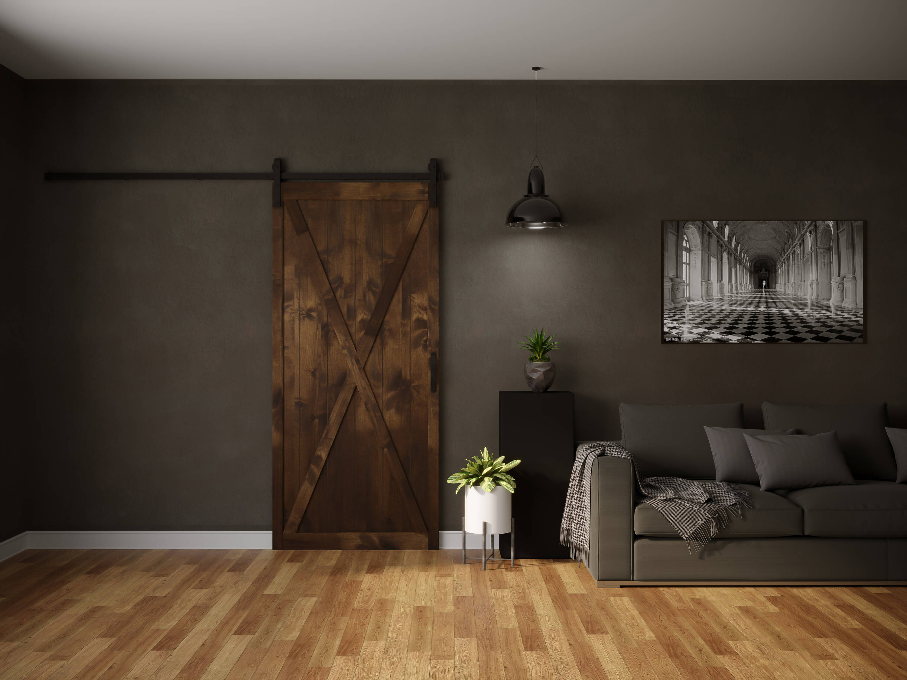 Dogberry DXBAR36DKCHNONEHARD Barn-Doors - View #5