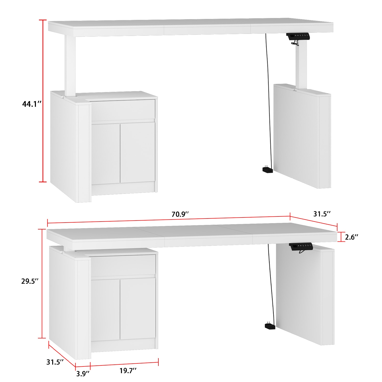 FUFU&GAGA White Mdf Base with Composite Top Kitchen Island (31.5-in x ...