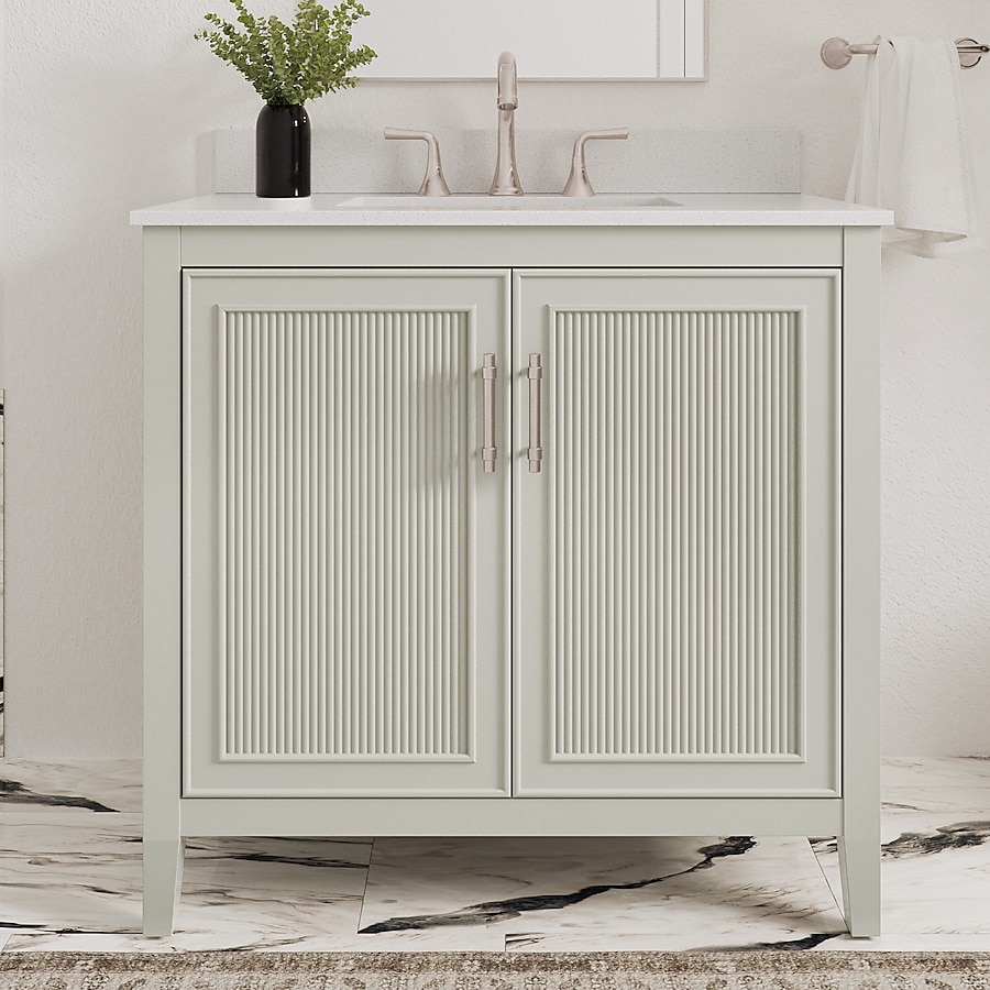 Style Selections Alaia 30-in Muse Gray Undermount Single Sink Bathroom Vanity with White Engineered Stone Top Style Selections Alaia 30-in Muse Gray Undermount Single Sink Bathroom Vanity with White Engineered Stone Top