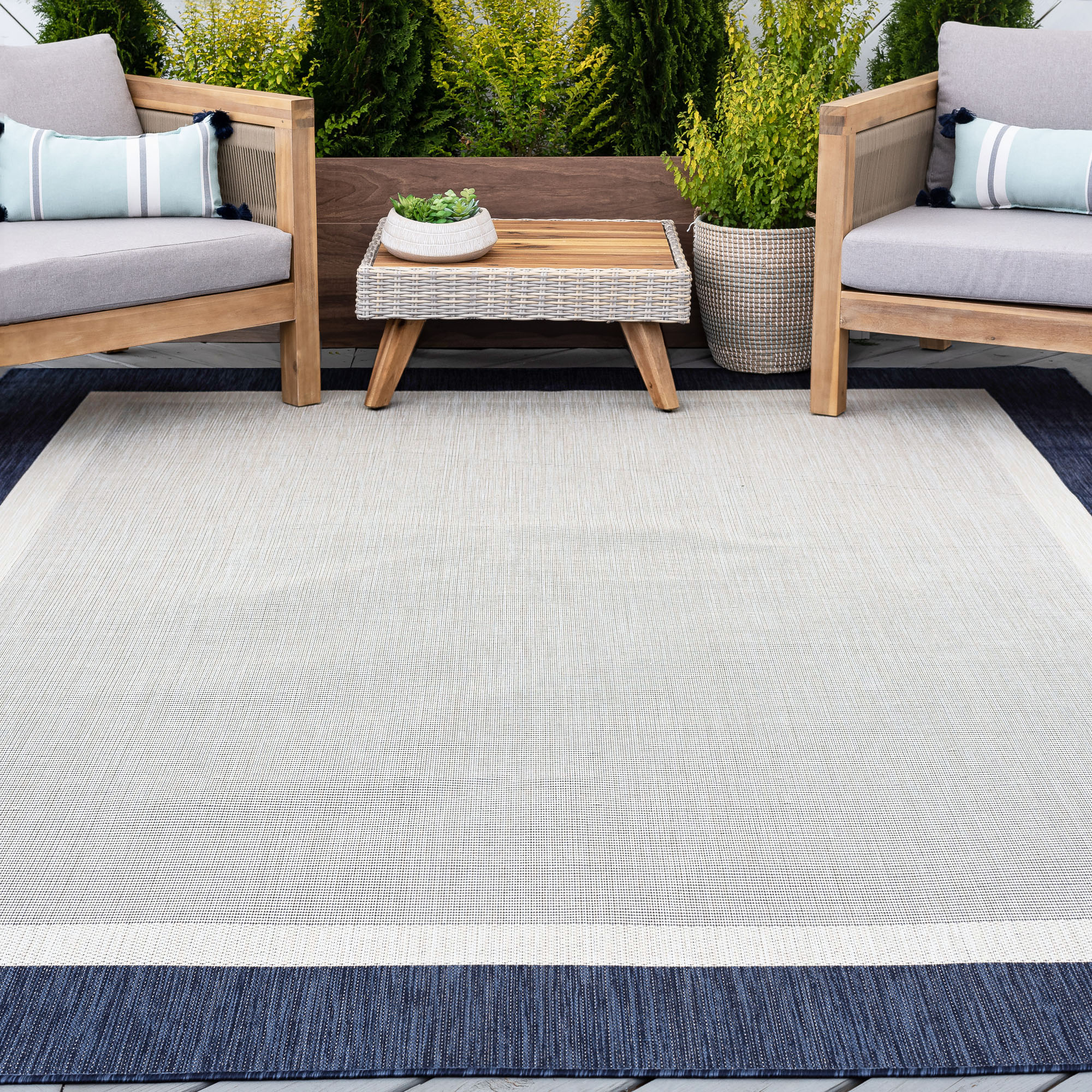 Tayse ECO1205 9X12 Eco 9 x 12 (ft) Flatweave Polypropylene Navy Rectangular Indoor/Outdoor Coastal Area rug