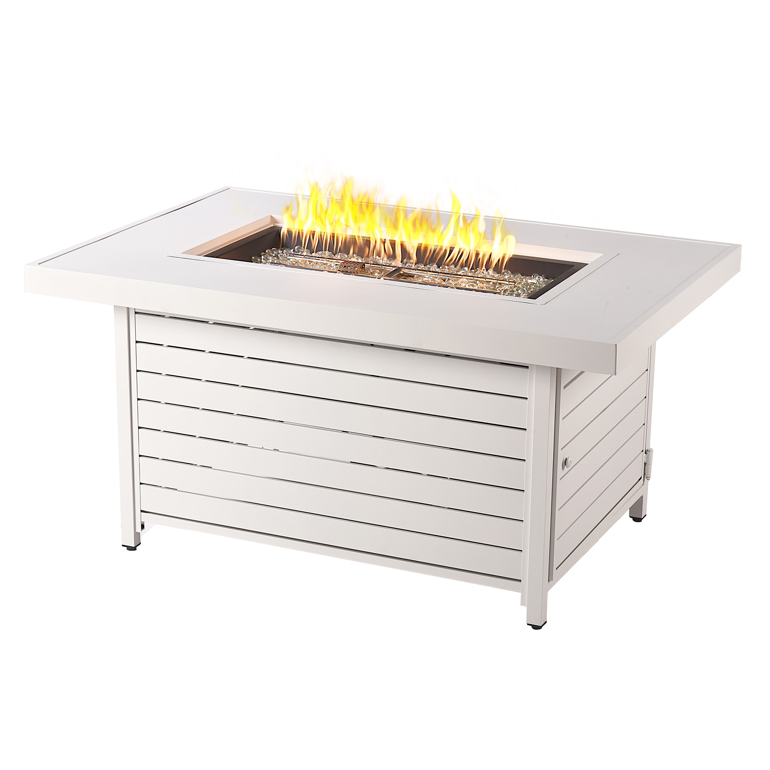 Oakland Living JAKAR-FPT-WT 48-in W White Portable Aluminum Rectangle Liquid propane Fire pit table