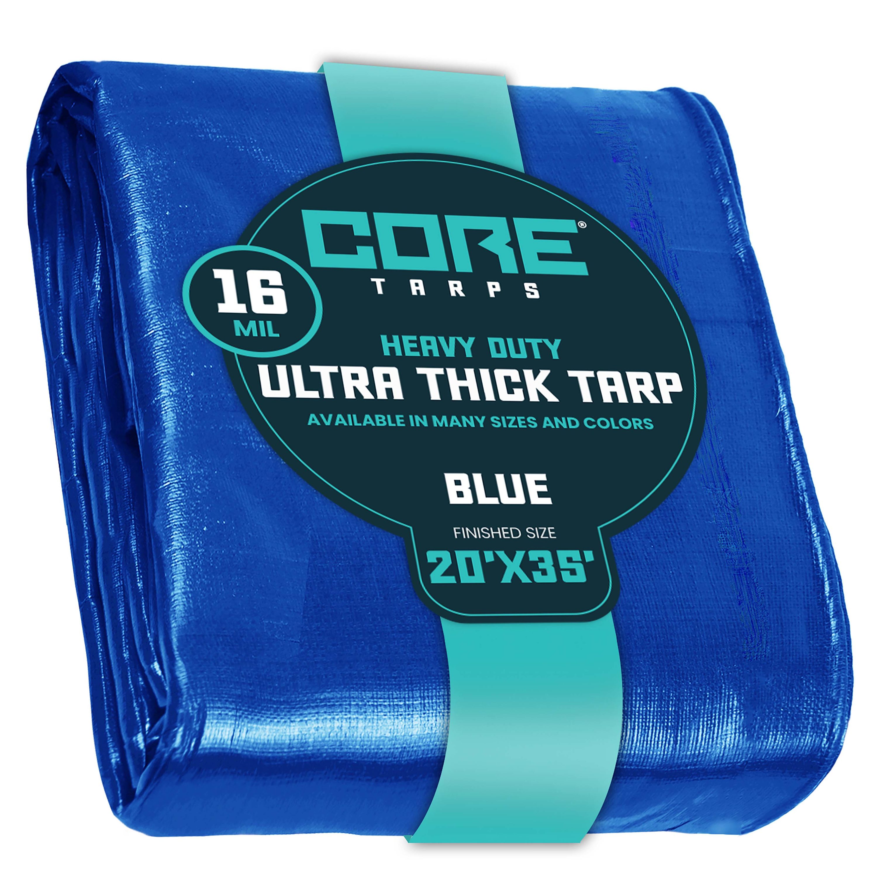 Core Tarps CT-305-20X35 20-ft x 35-ft Blue Waterproof Commercial Polyethylene 16-Mils Tarp