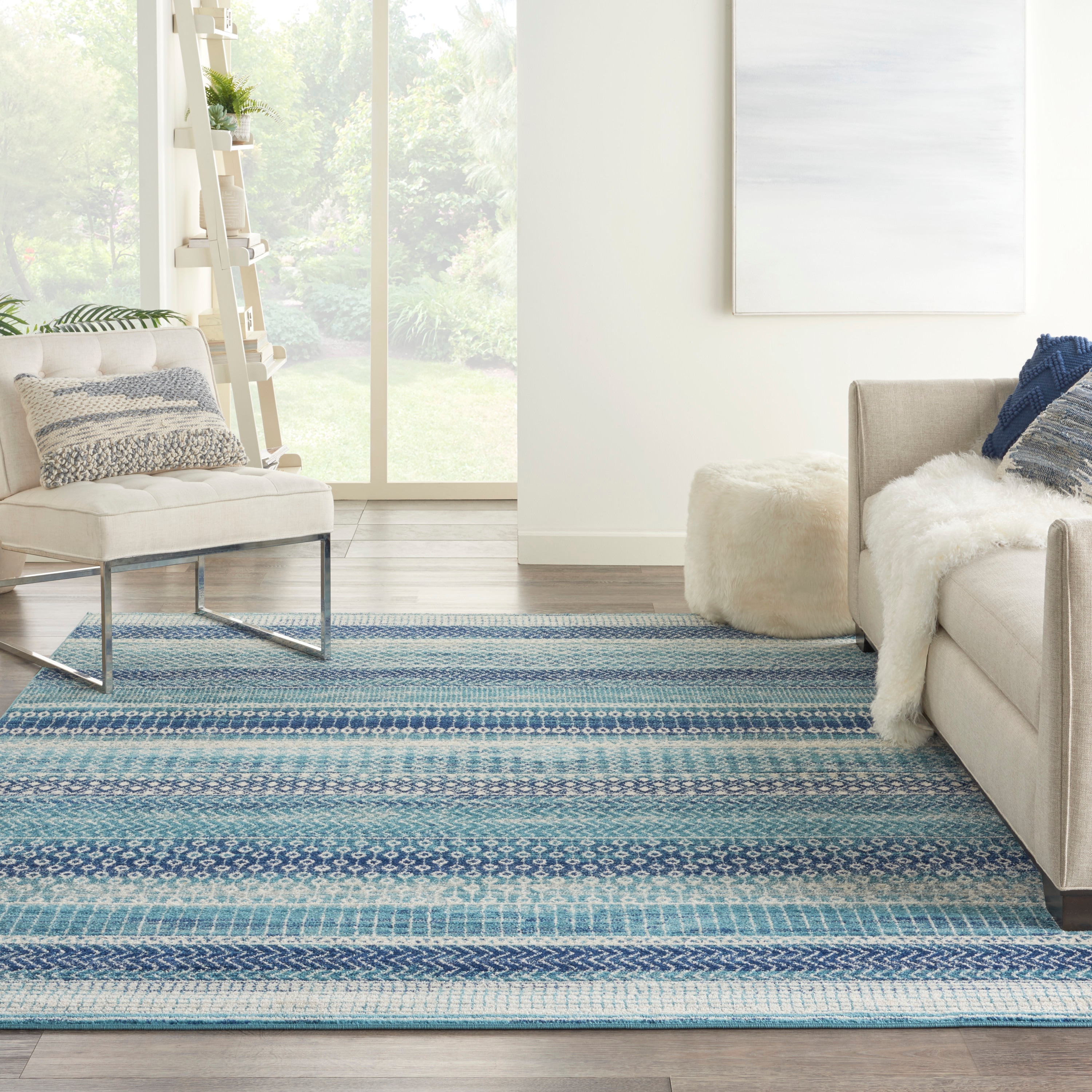 Nourison 99446766014 Passion 8 x 10 (ft) Loomed Polypropylene Navy blue Rectangular Indoor Abstract Area rug