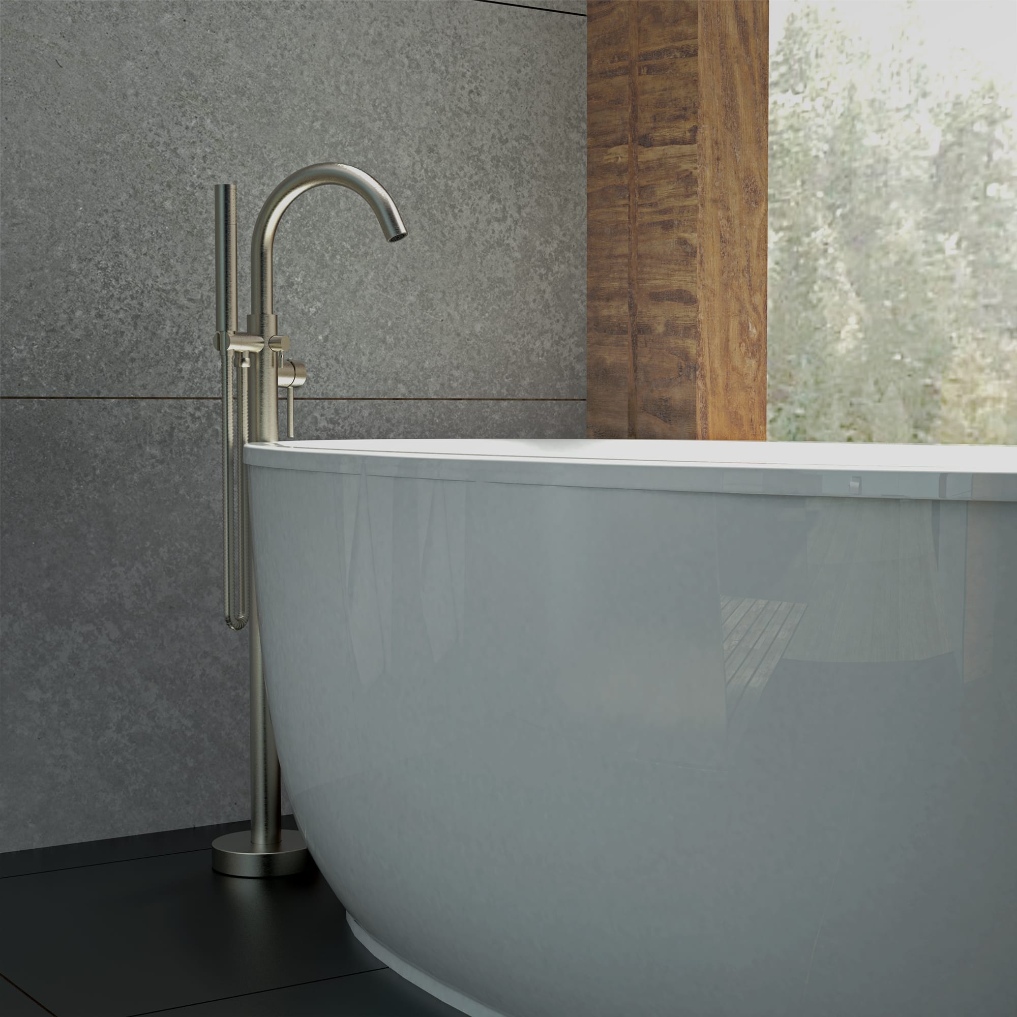 Belanger Delphi Brushed Nickel 1-handle Freestanding High-arc Bathtub ...