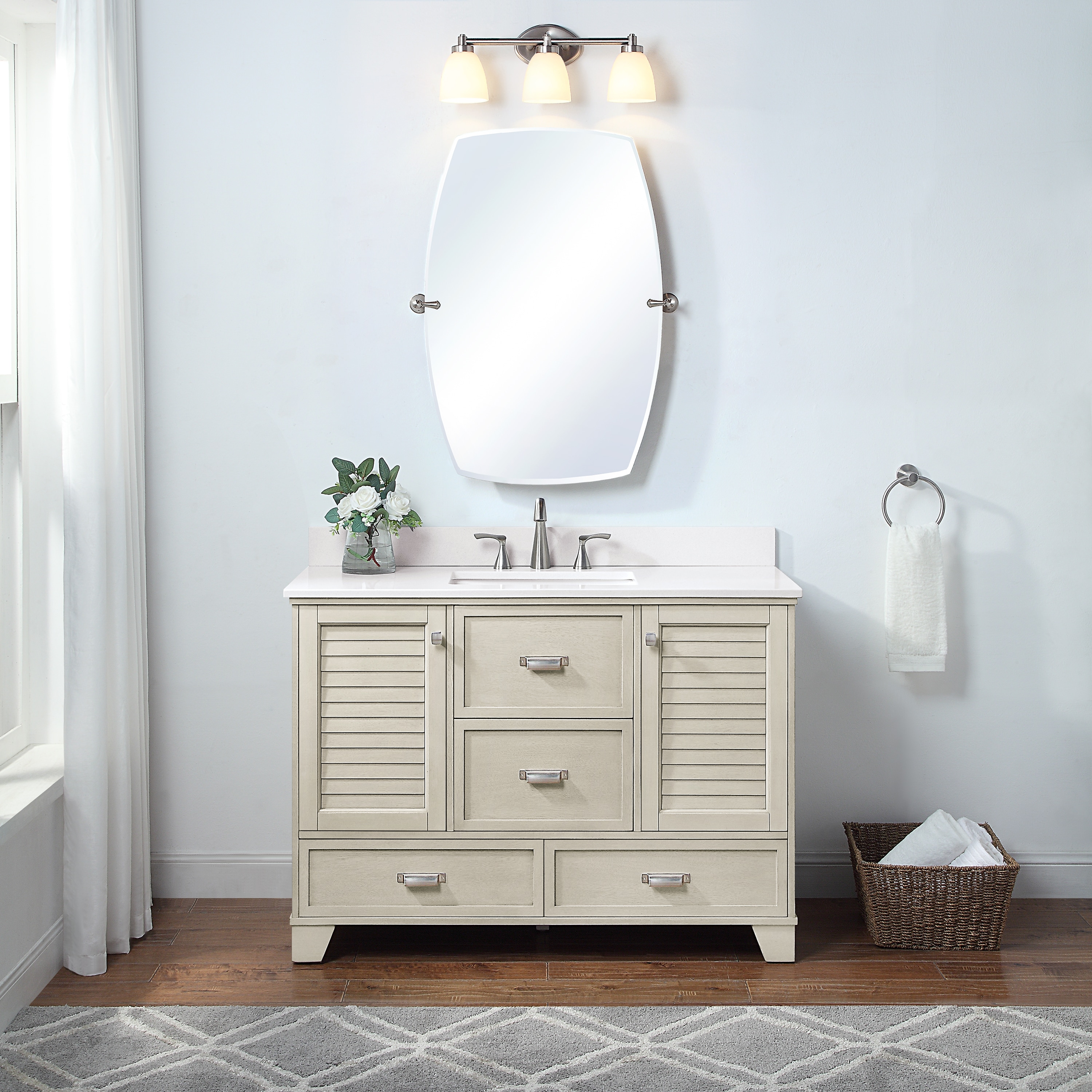 Undermount Single Sink Bathroom Vanity, Cream Colored Bathroom Vanity