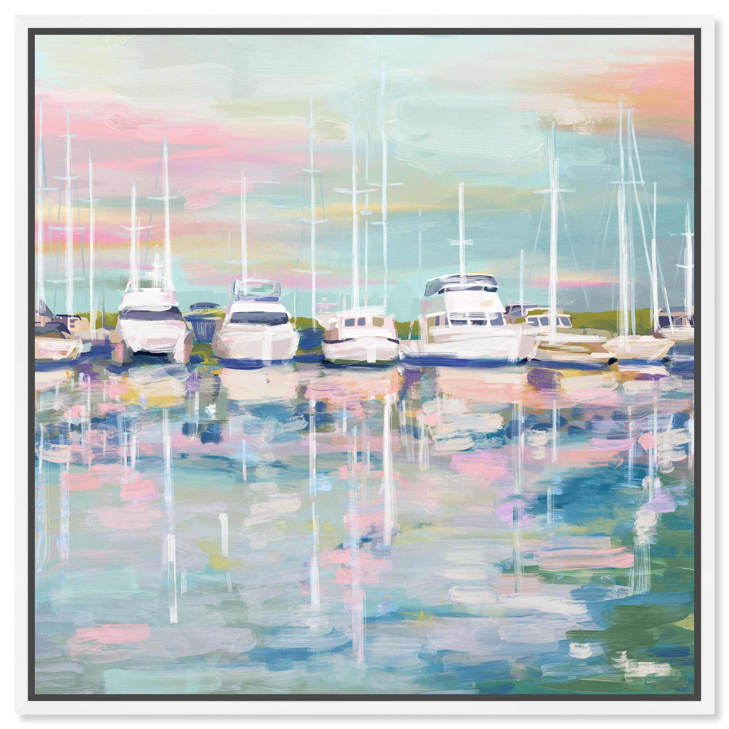 Art Remedy 005615700Y26R7W Coastal Dock Coastal Print by  White Frame 12 x 12