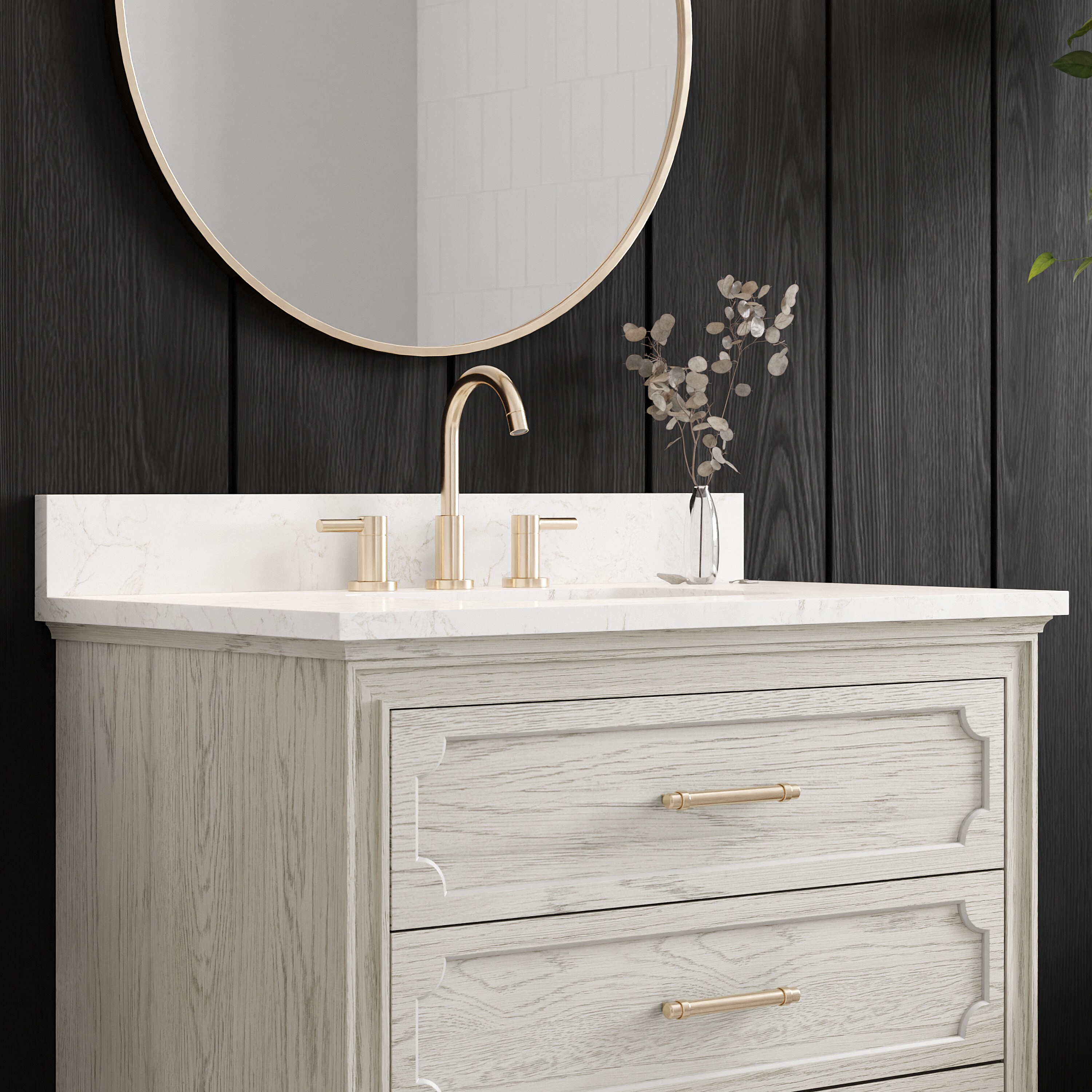 Undermount Single Calacatta Sink at with Bathroom allen Top Helena Sandstorm Marble 36-in Vanity Engineered + roth