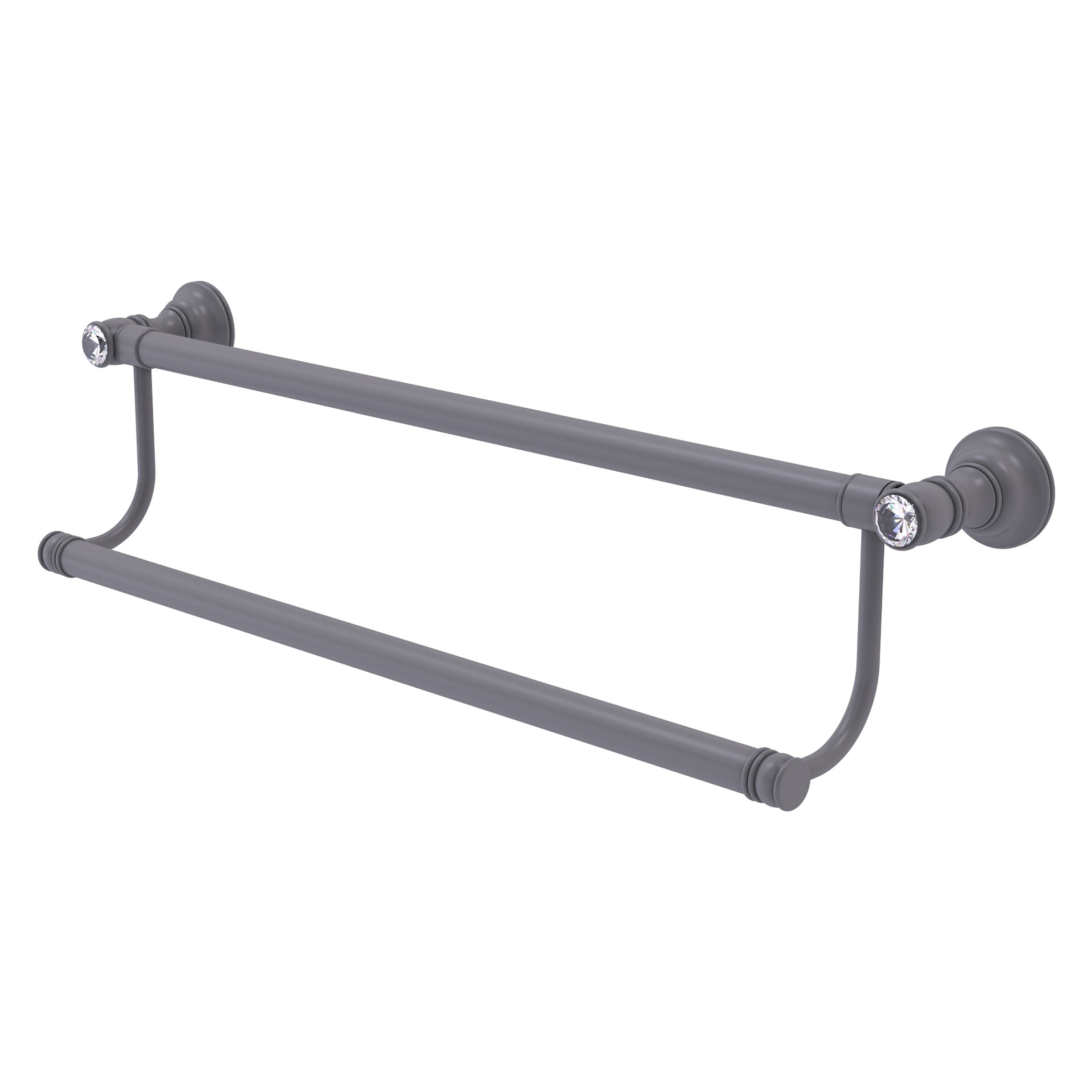 Allied Brass CC-72-30-GYM Carolina Crystal 30-in double Matte Gray Wall mount Double Towel Bar