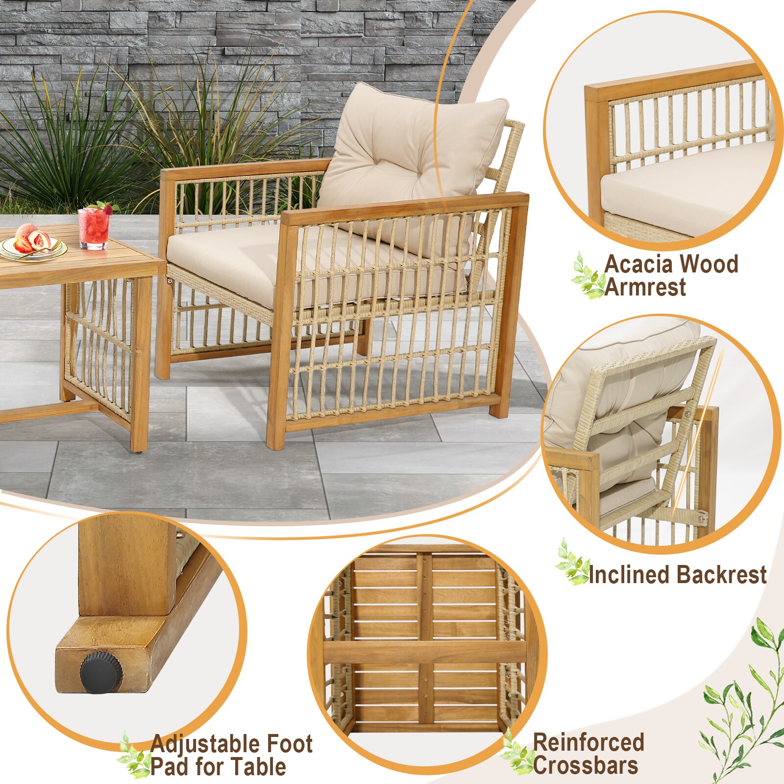 Forclover HBV-916BN Patio-Conversation-Sets - View #7