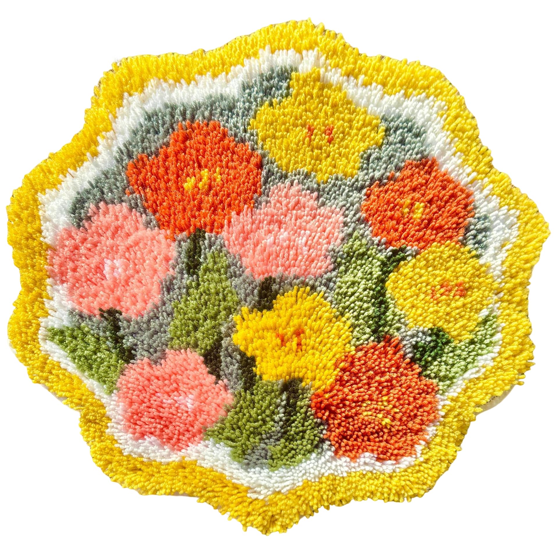 LILILIAN FMY Luminous Bloom Sunflower Latch Hook Rug Kit for Adults Kids Beginners 19.7 by 19.7 Inches Pre Printed Canvas with Yarn and Tool