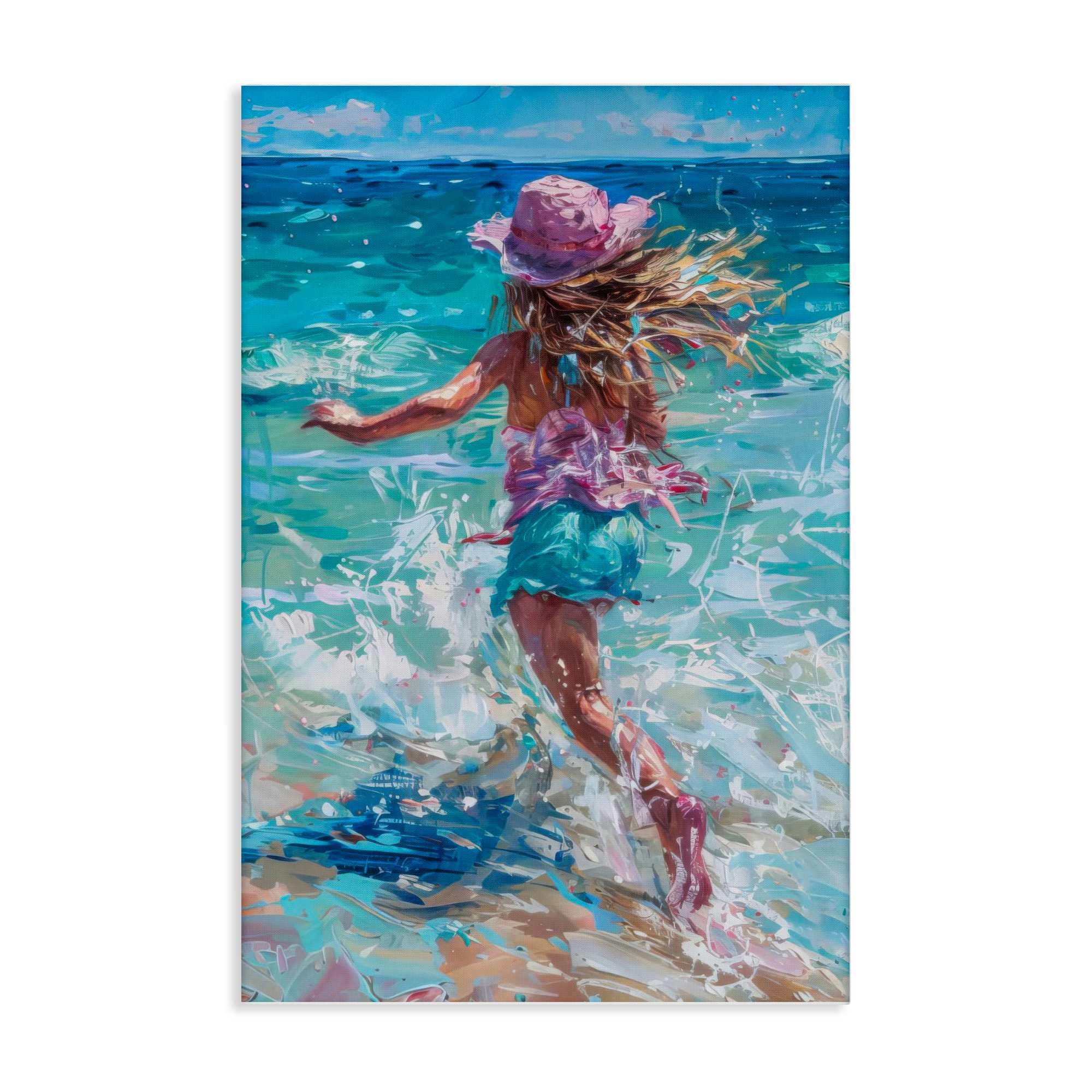Stupell Industries BT-718-CN-20X30 Summer Beach Fun Girl Canvas Wall Art By LSR Design Studio 20 x 30