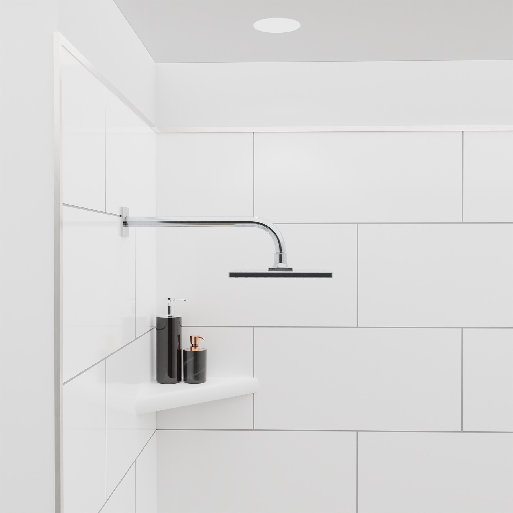 FlexStyle 60" x 36" x 80" White and Gray Block Shower Wall Surround with Brushed Nickel Trim