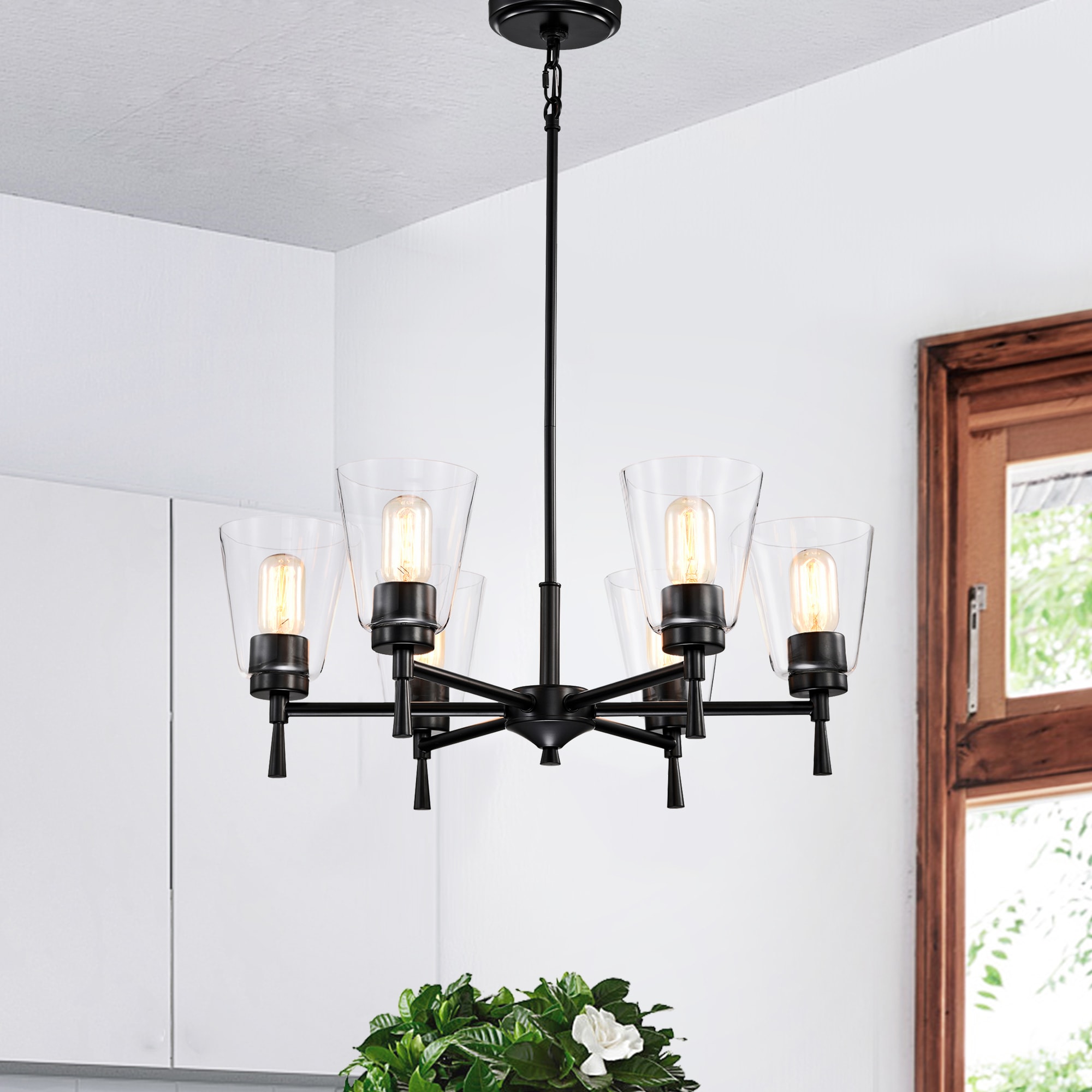 Edvivi EPC6455BK Briarwood 6 -Light Matte Black Modern/contemporary For Use in Bedrooms, Dining Rooms, Foyers, Kitchens, Living Rooms Chandelier