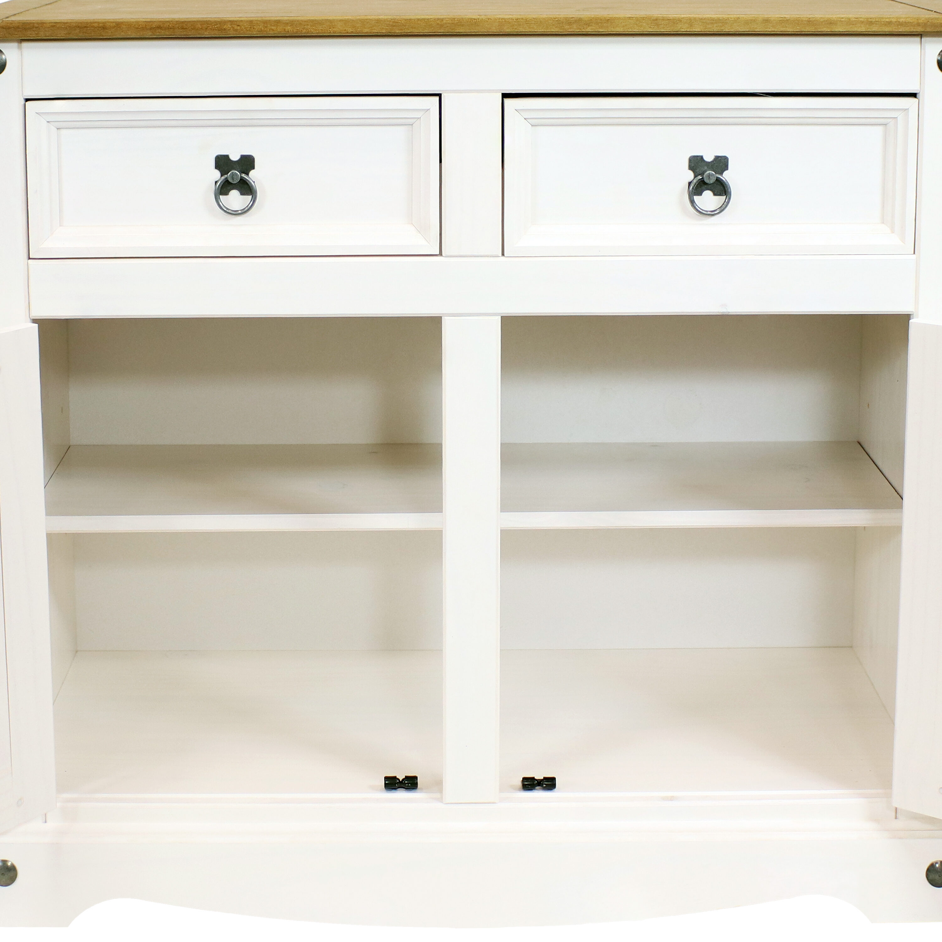 Sunnydaze White Pine Sideboard Cabinet with 2 Drawers and 2 Doors