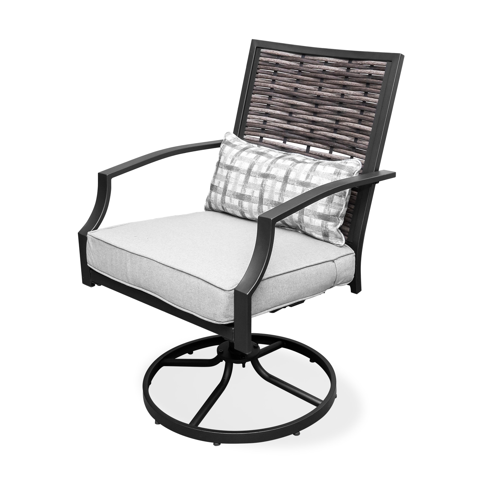GARSING G-RATTANSWIVEL-1 Set of 2 Swivel Dining Chairs with Steel Frame and Cushioned Seats