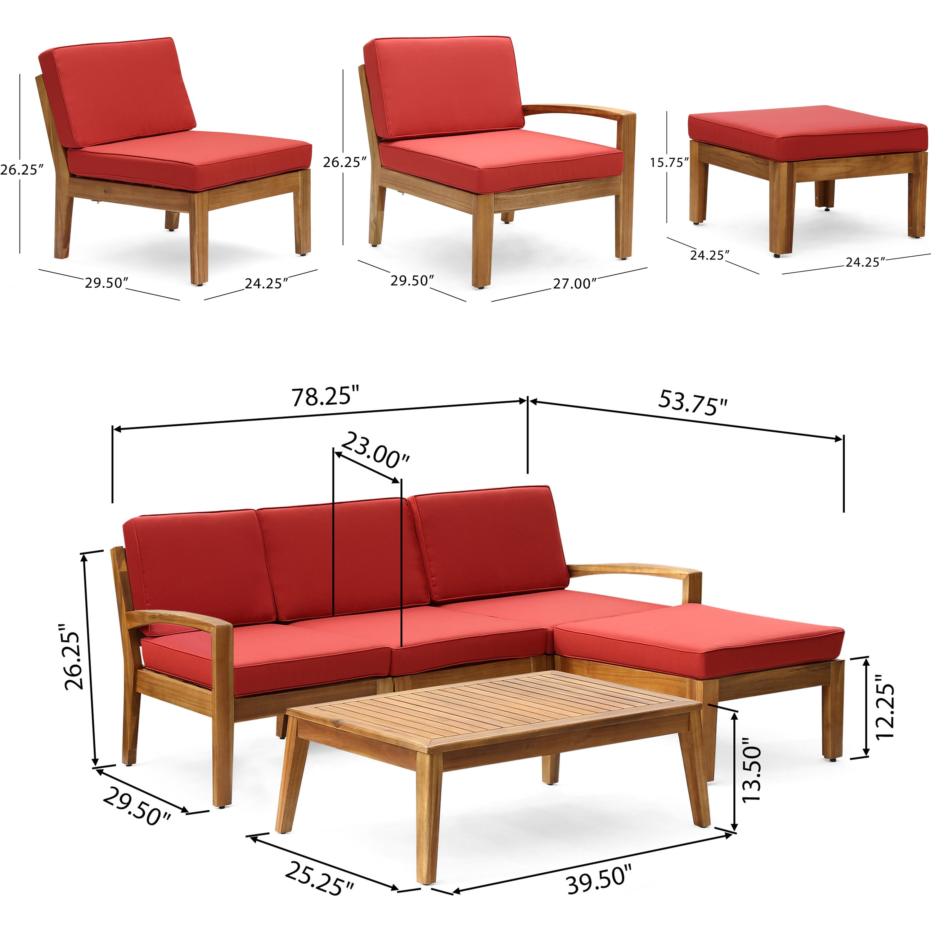 AHIOU HOME ZAAHG-63702REDSF Patio-Conversation-Sets - View #13