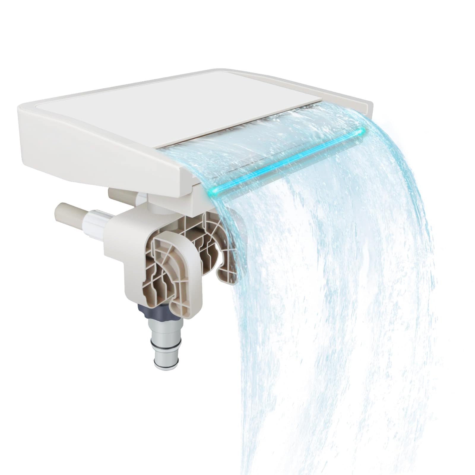 Numhew 1.2in to 4.7in W 7-Color LED Light Above-Ground Pool Waterfall Fountain