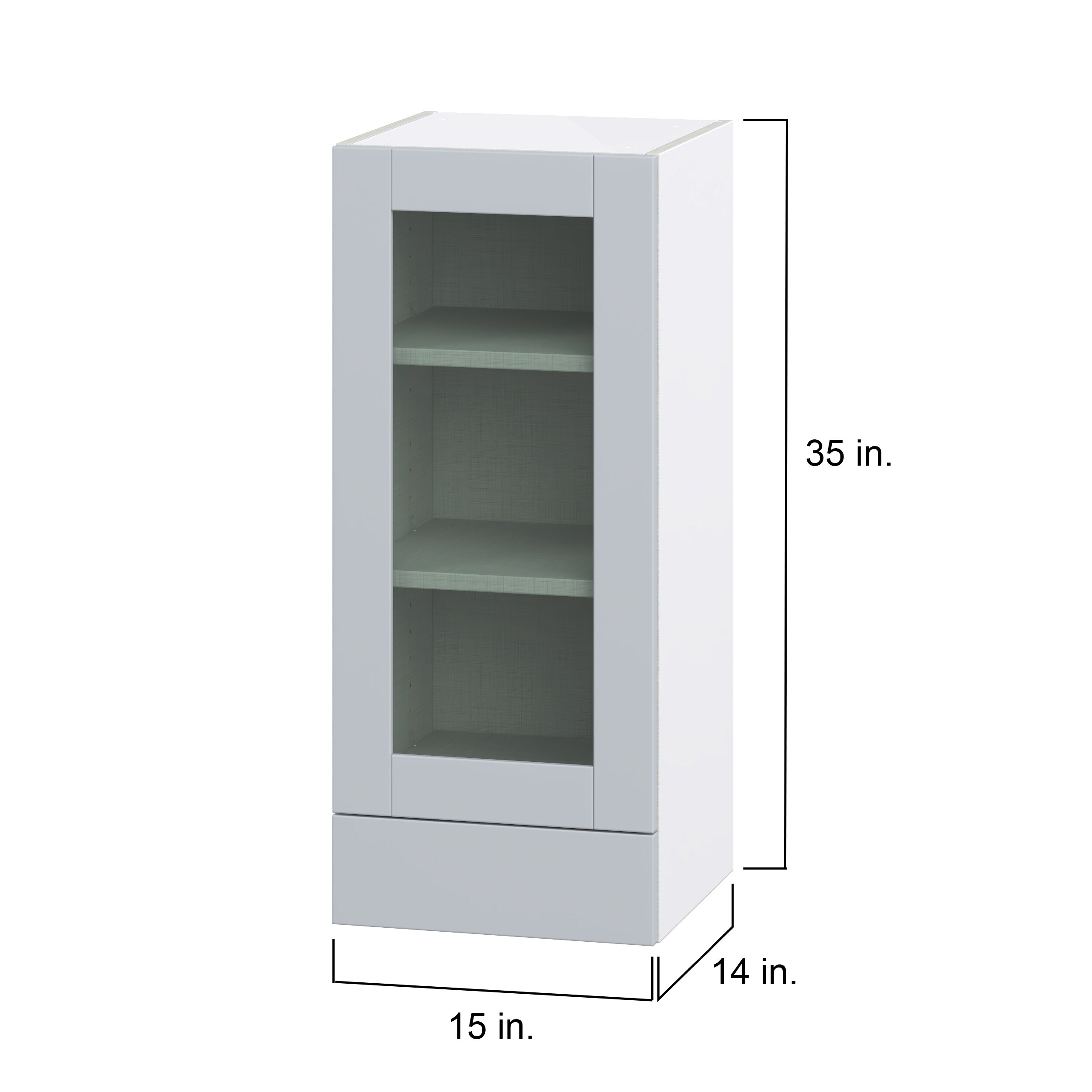 Hugo&Borg Charlesberg 15-in W x 35-in H x 14-in D Gray 2-Drawers Wall Fully Assembled Cabinet (Glass Panel Shaker Style)