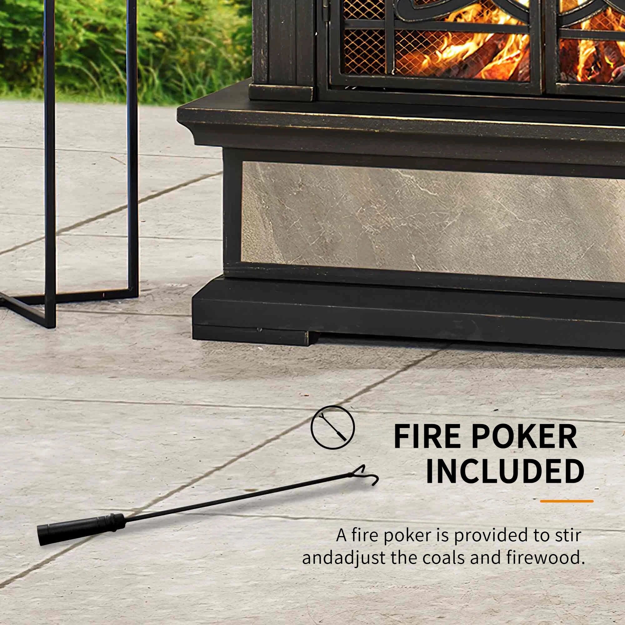 Sunjoy Black Outdoor Direct Vent Wood-Burning Fireplace Insert