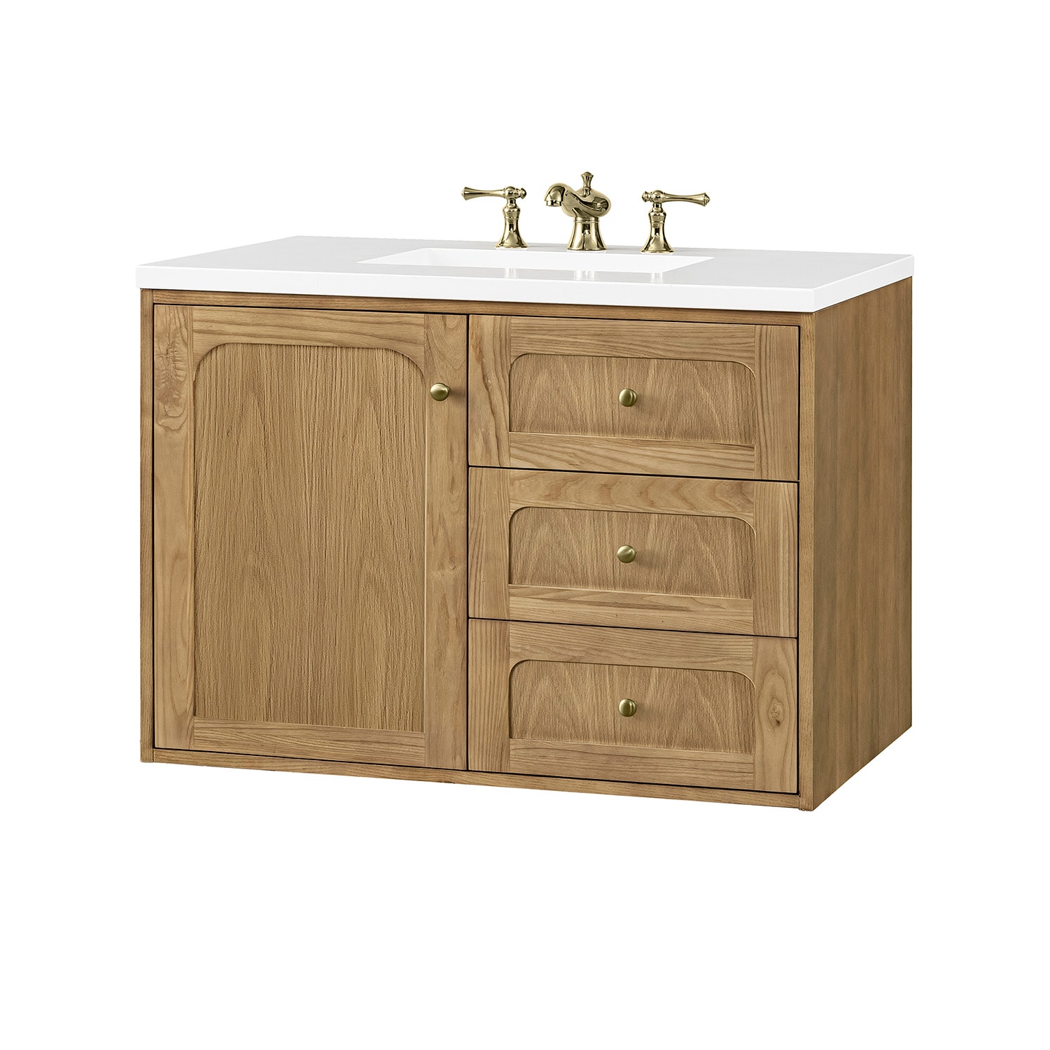Laurent 36'' Light Natural Oak Single Vanity with Quartz Top