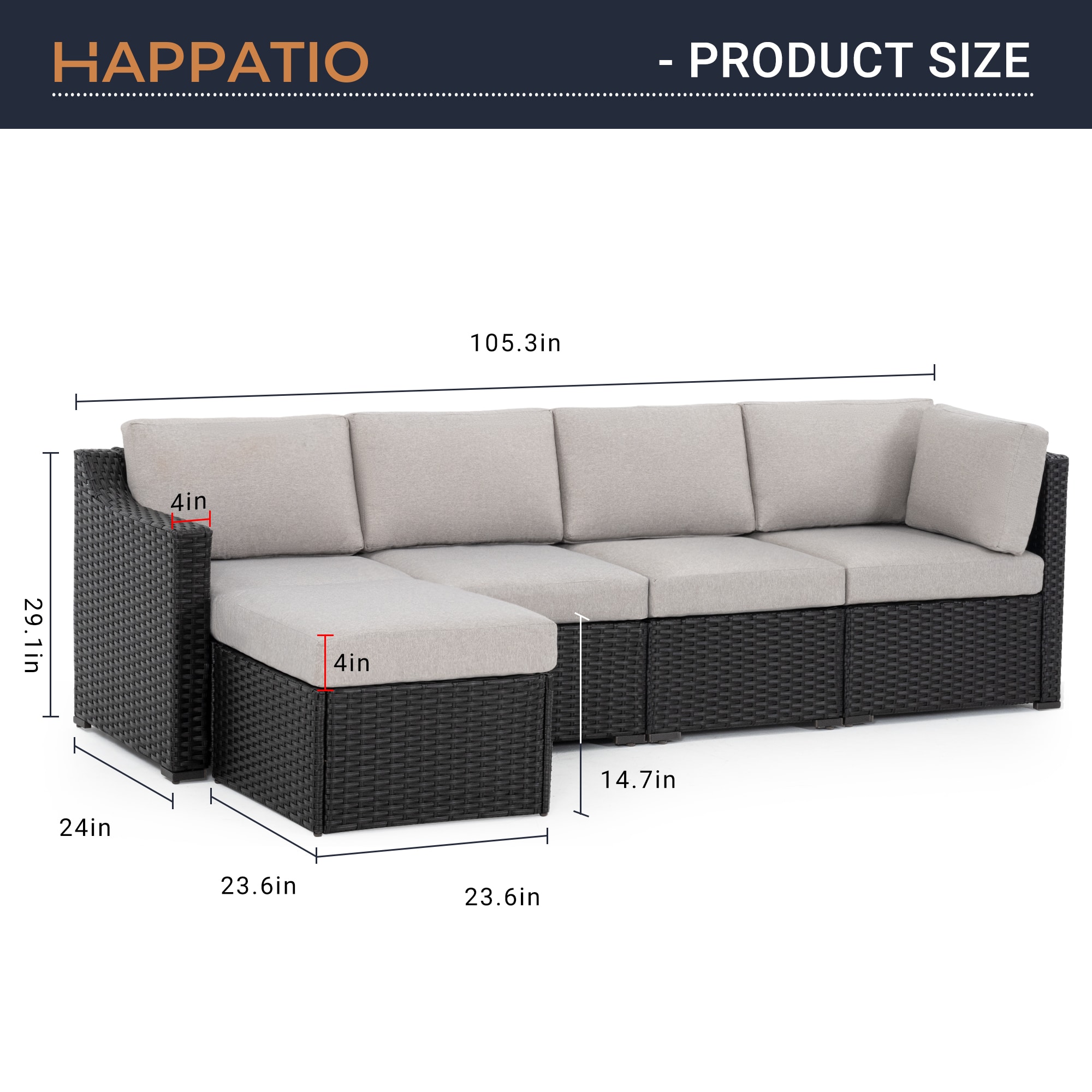 EL-SF5-ZG-WL3 Patio-Sofas-Daybeds - View #5
