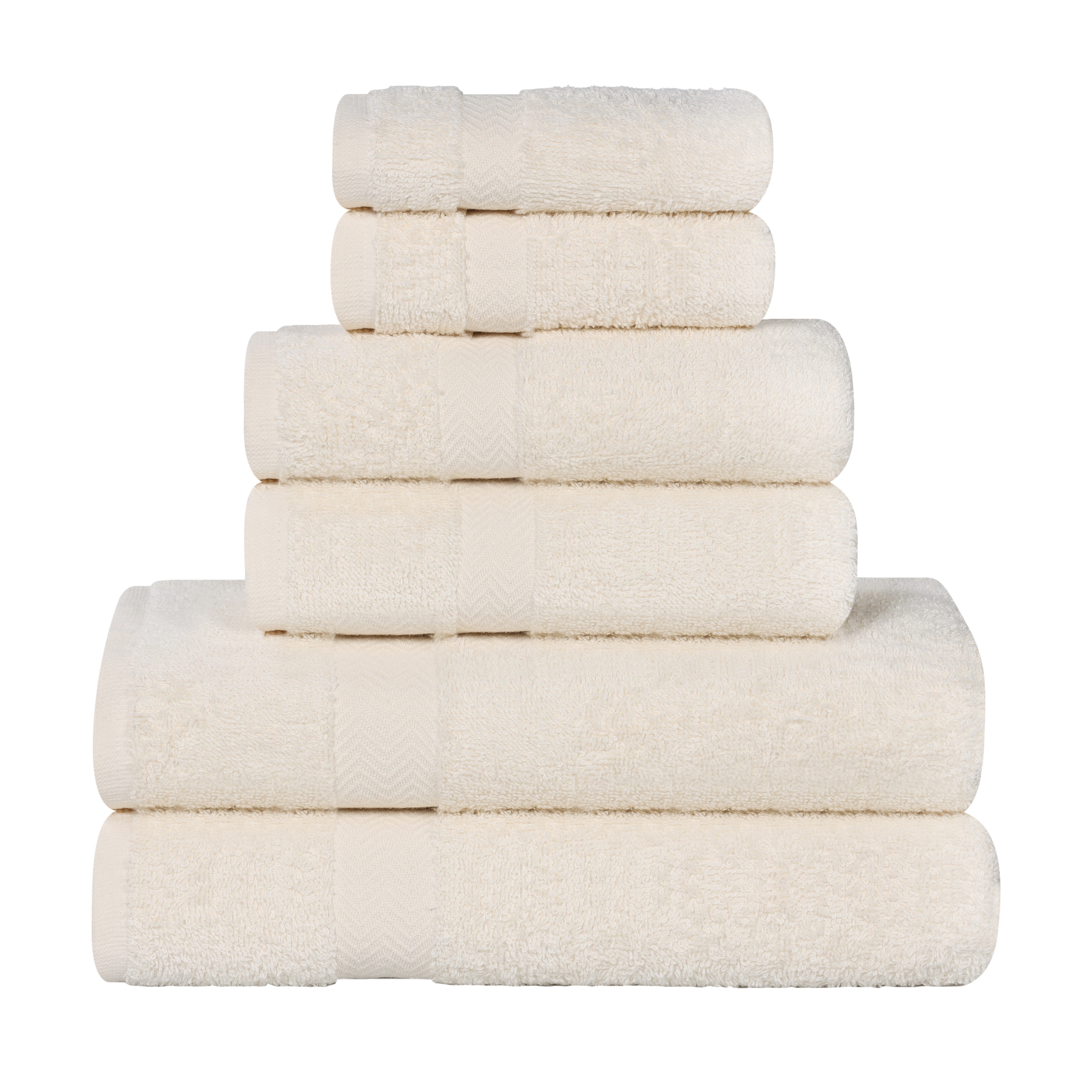 Superior 6 -Piece Ivory Cotton Quick Dry Bath towel set
