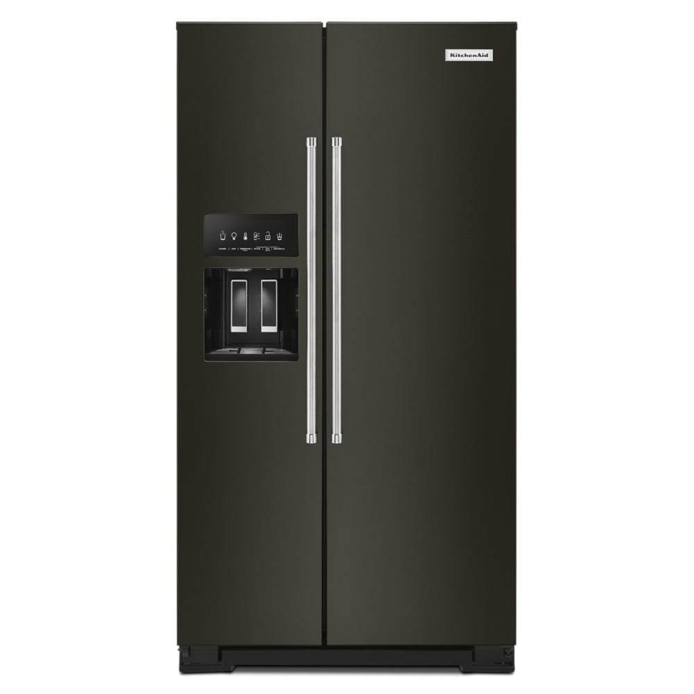 KitchenAid KRSC700HBS 19.8-cu ft Counter-Depth Side-by-Side Refrigerator with Ice Maker ,Water and Ice Dispenser ( Black Stainless Steel with PRINTSHIELD Finish )