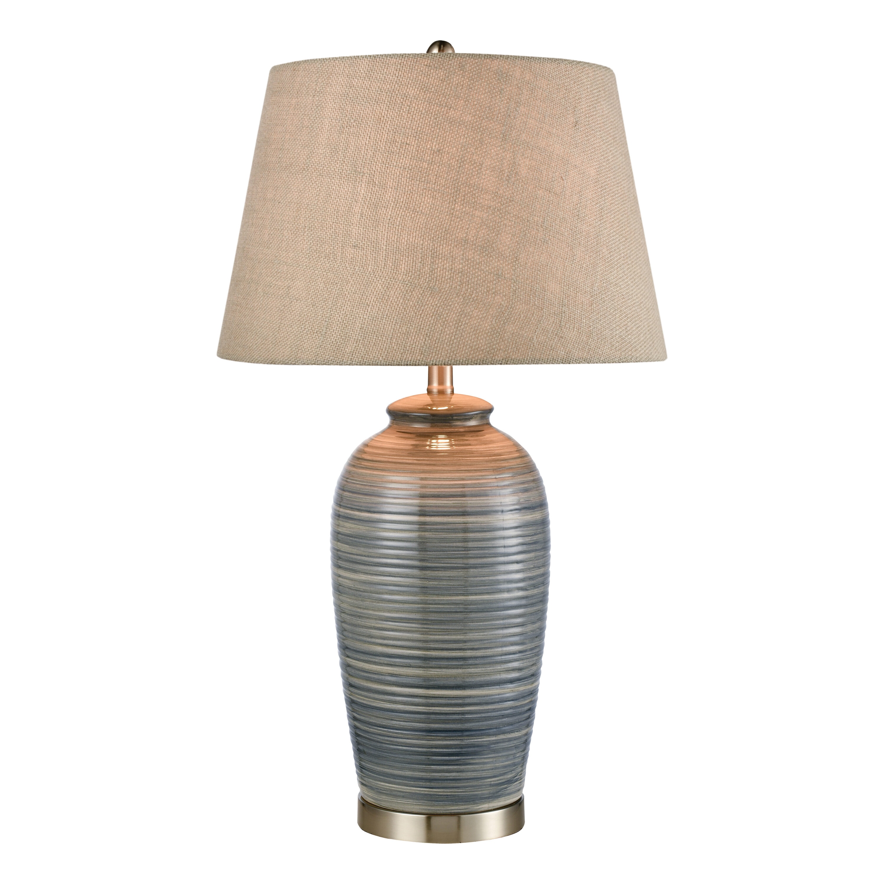 Eloy 9-in Blue 3-way Table Lamp with Burlap Shade | - Westmore by ELK Lighting LW-202331405