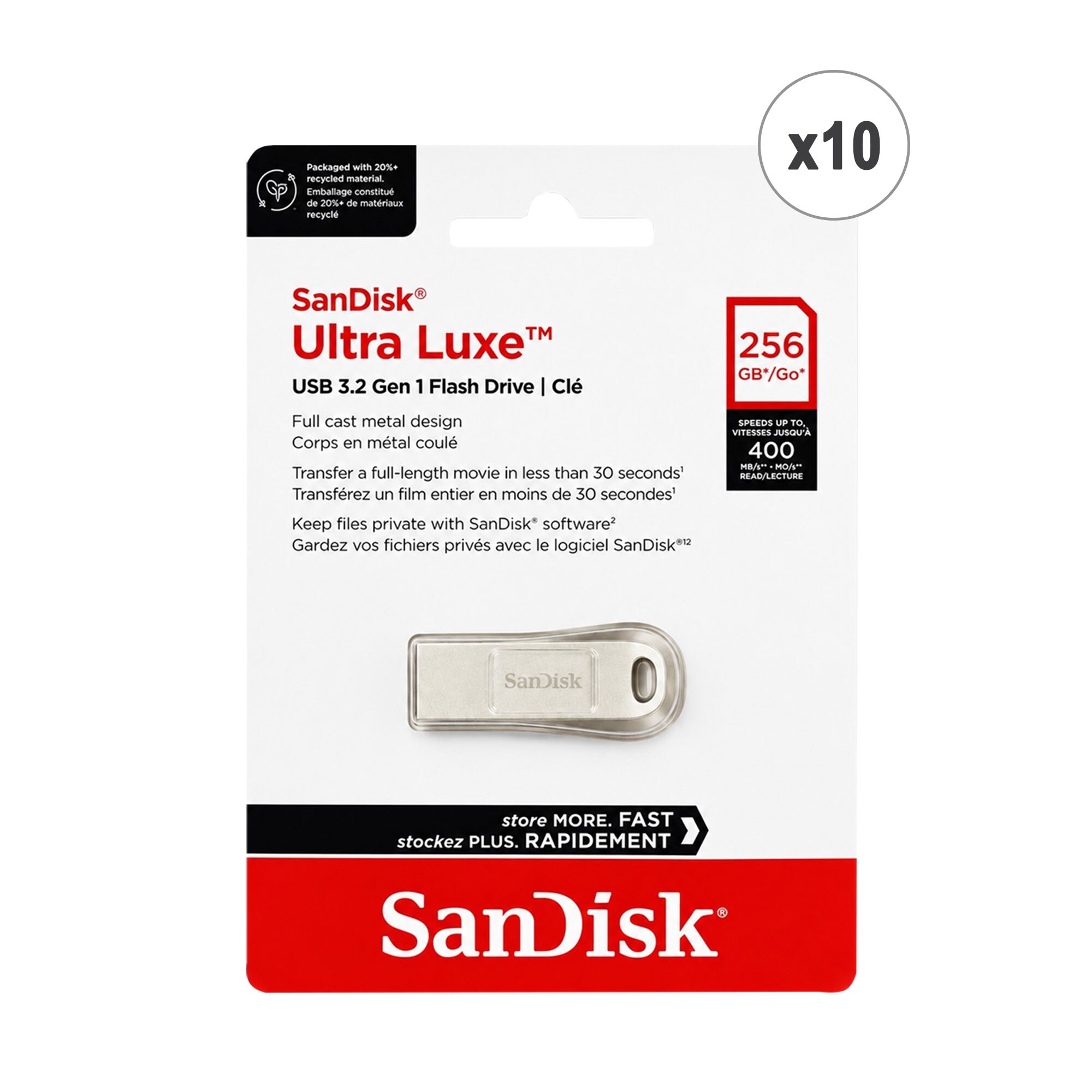 SanDisk  Ultra Shift USB 3.2 Gen 1 256GB Flash Drive 10Pack