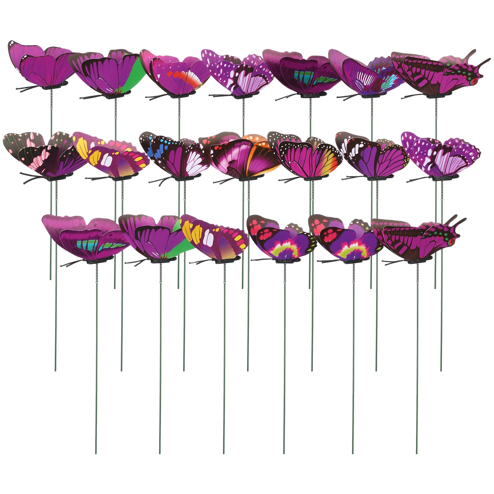 Unique Bargains - 20pcs Butterfly Stakes 7cm Butterfly Garden Decoration PVC Waterproof Artificia...