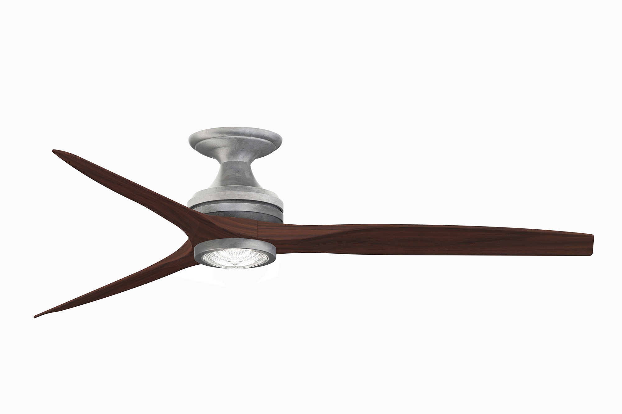 Fanimation FP6721BGZ-60WK-LK-F Spitfire 60-in Integrated LED Outdoor Flush Mount Galvanized with Whiskey Wood Blades Propeller Ceiling Fan With Light - Remote Included ( 3 -Blade )