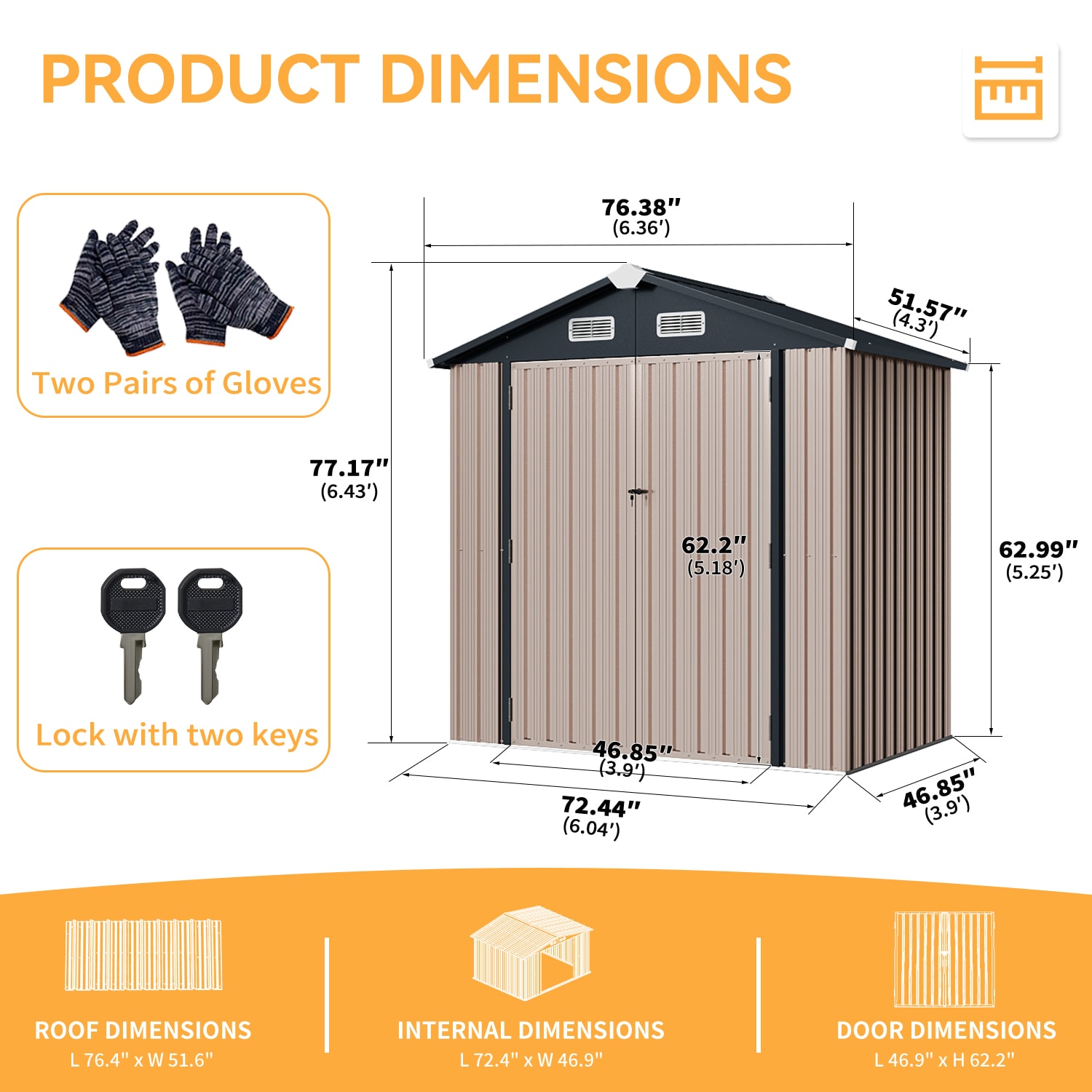 AOXUN AX-40716R Metal-Storage-Buildings-Sheds - View #8