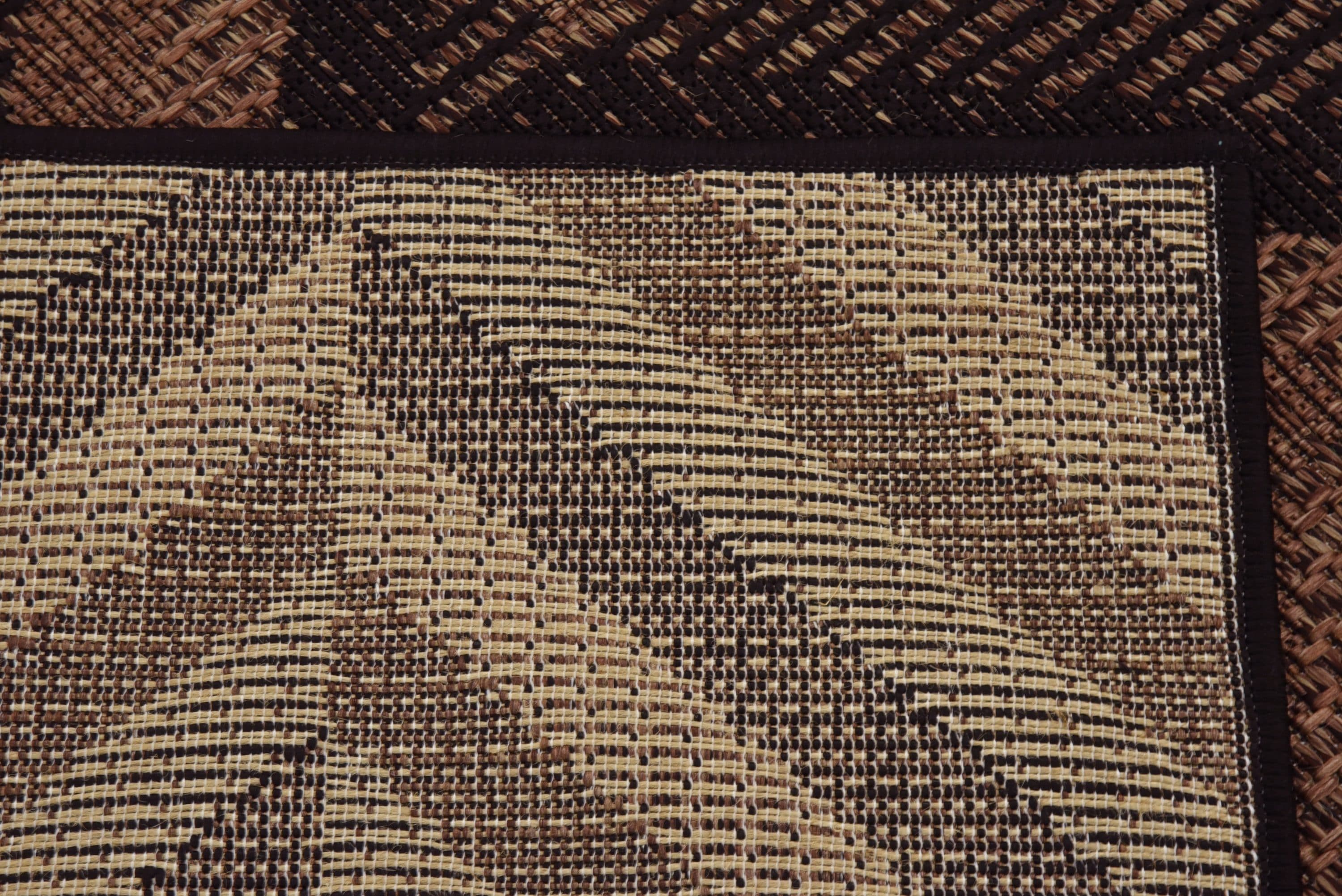 Easy-Care Abstract Chevron 6' Square Outdoor Rug in Brown