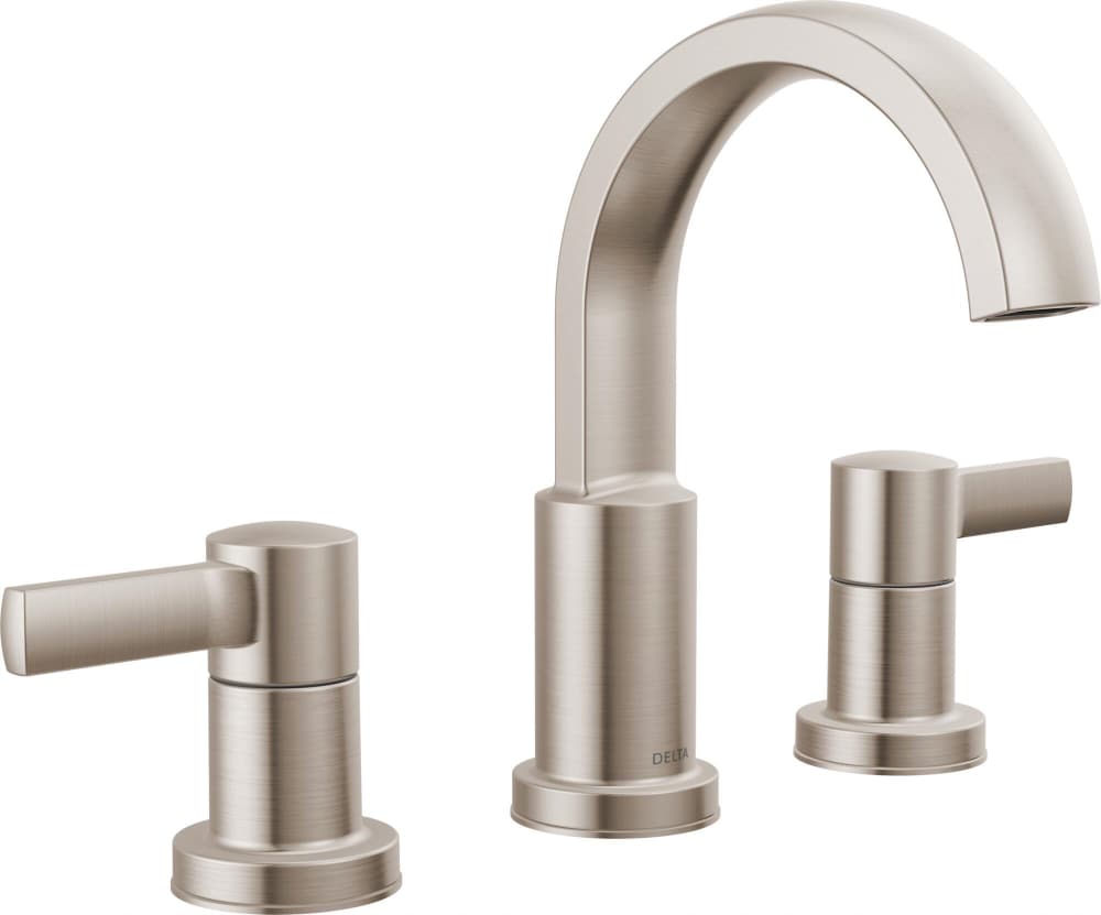 Delta 35855LF-SP Albion Spotshield Stainless Widespread 2-handle WaterSense High-arc Residential Handle Bathroom Sink Faucet with Drain