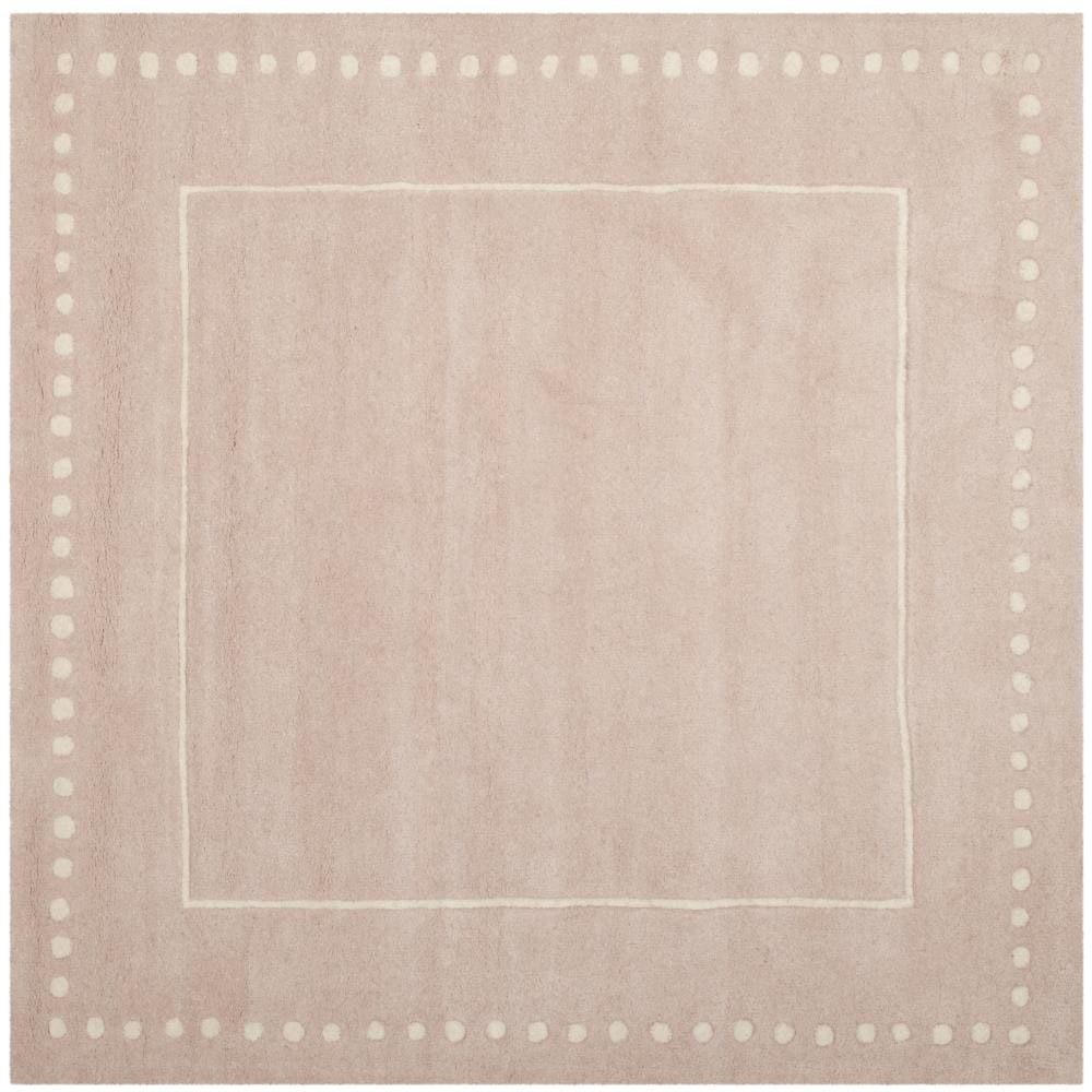 Safavieh BEL151M-5SQ Bella Huon 5 x 5 (ft) Tufted Wool Light Pink/Ivory Square Indoor Border Farmhouse/Cottage Area rug