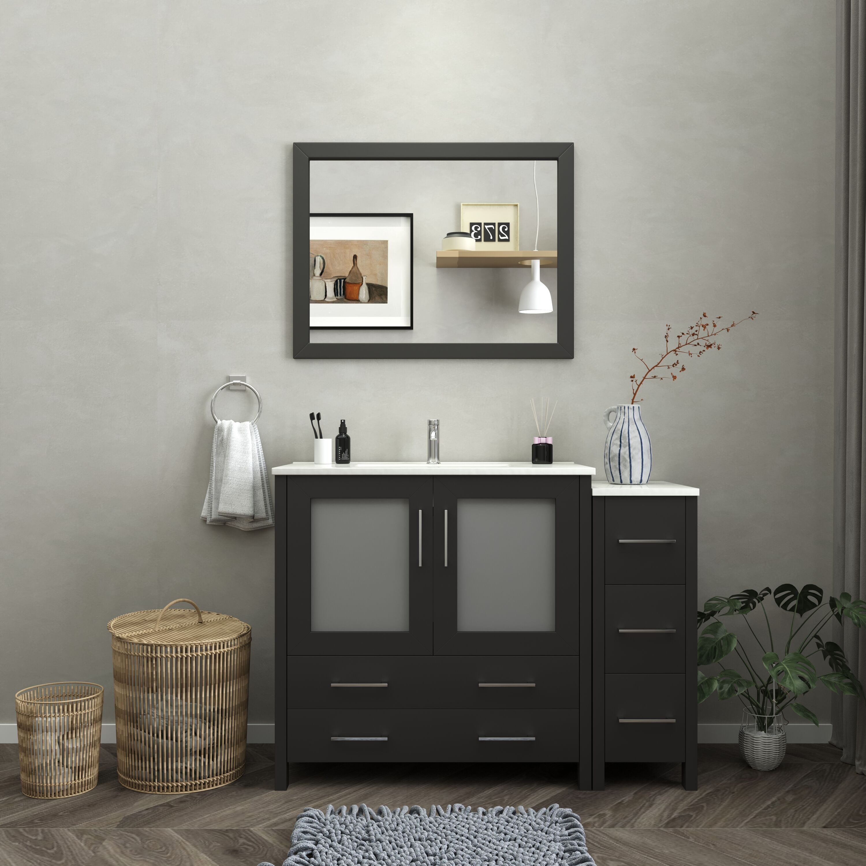 Vanity Art VA3030-72E Espresso 72 Double Sink Bathroom Vanity Set with Ceramic Vanity Top