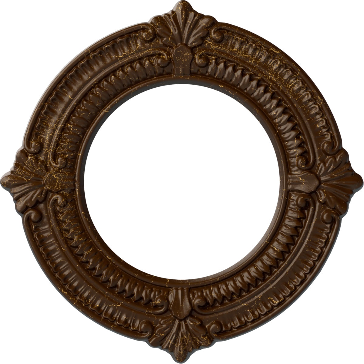 Ekena Millwork CM11BNRBC Benson 11.125-in W x 11.125-in L Painted Root Beer Crackle Polyurethane Whole Ceiling Medallion